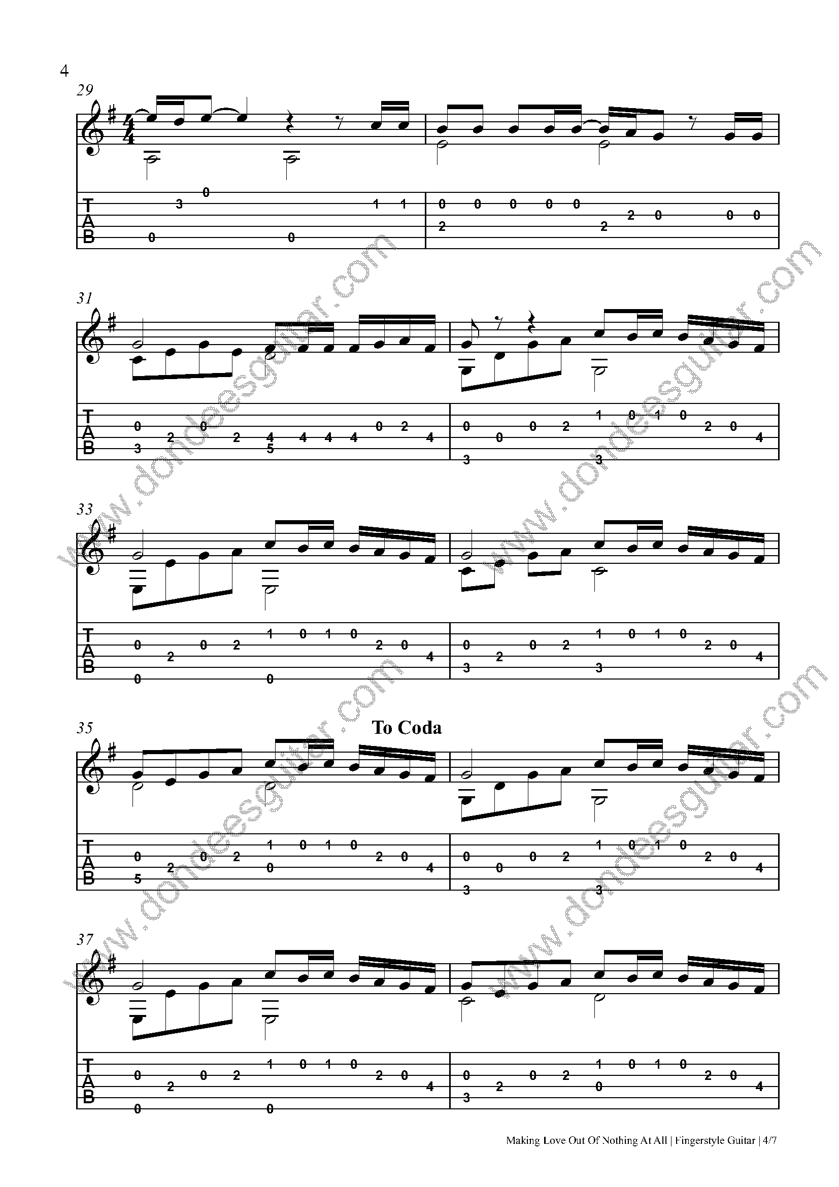 Making Love Out Of Nothing At All Fingerstyle Tabs