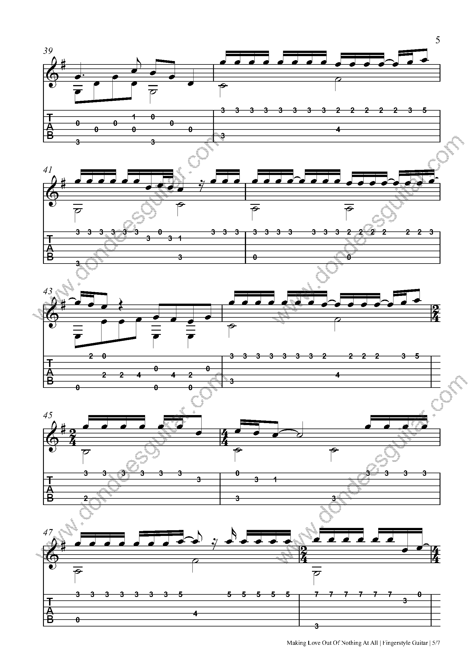 Making Love Out Of Nothing At All Fingerstyle Tabs