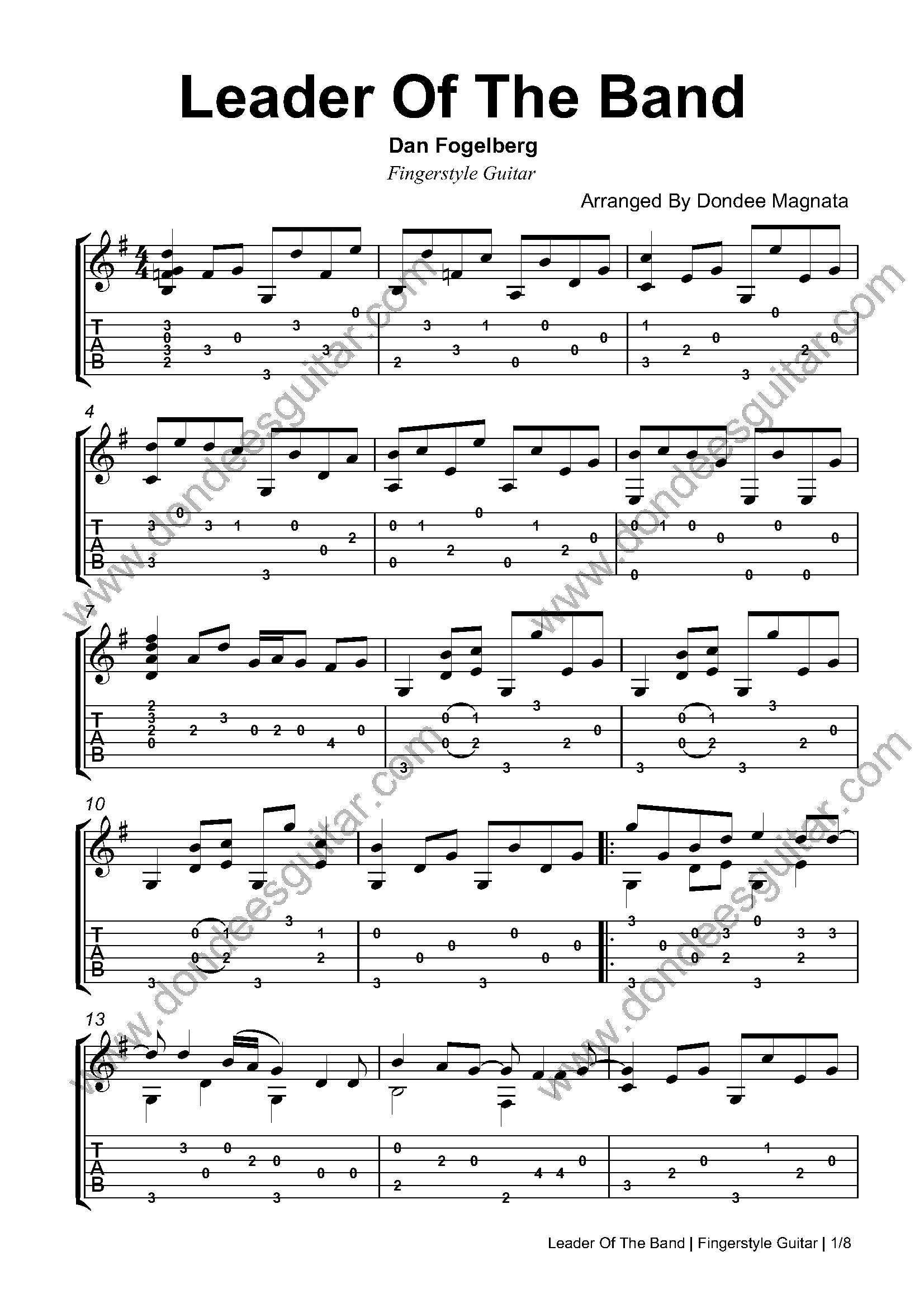 Leader Of The Band Fingerstyle Tabs