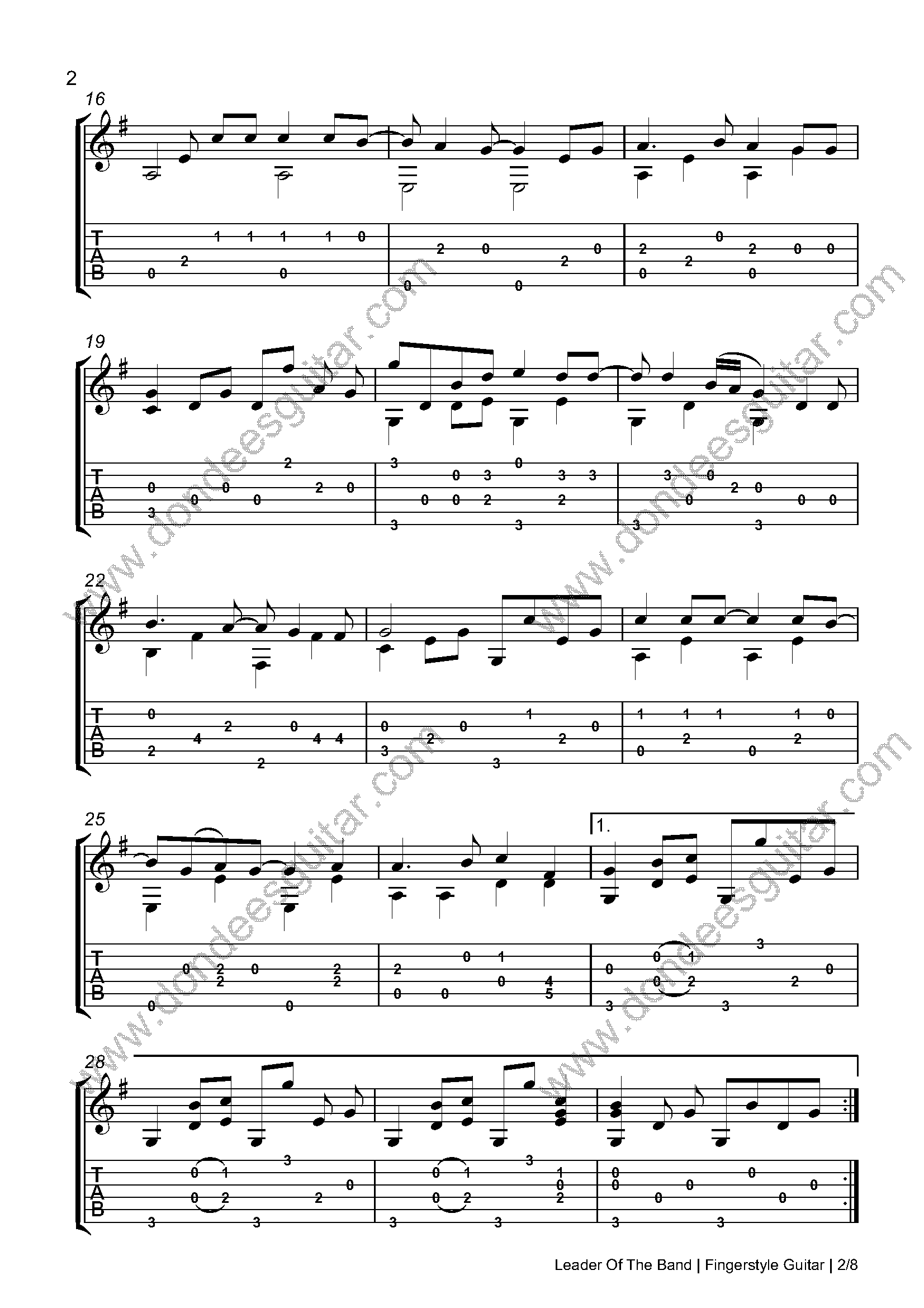 Leader Of The Band Fingerstyle Tabs