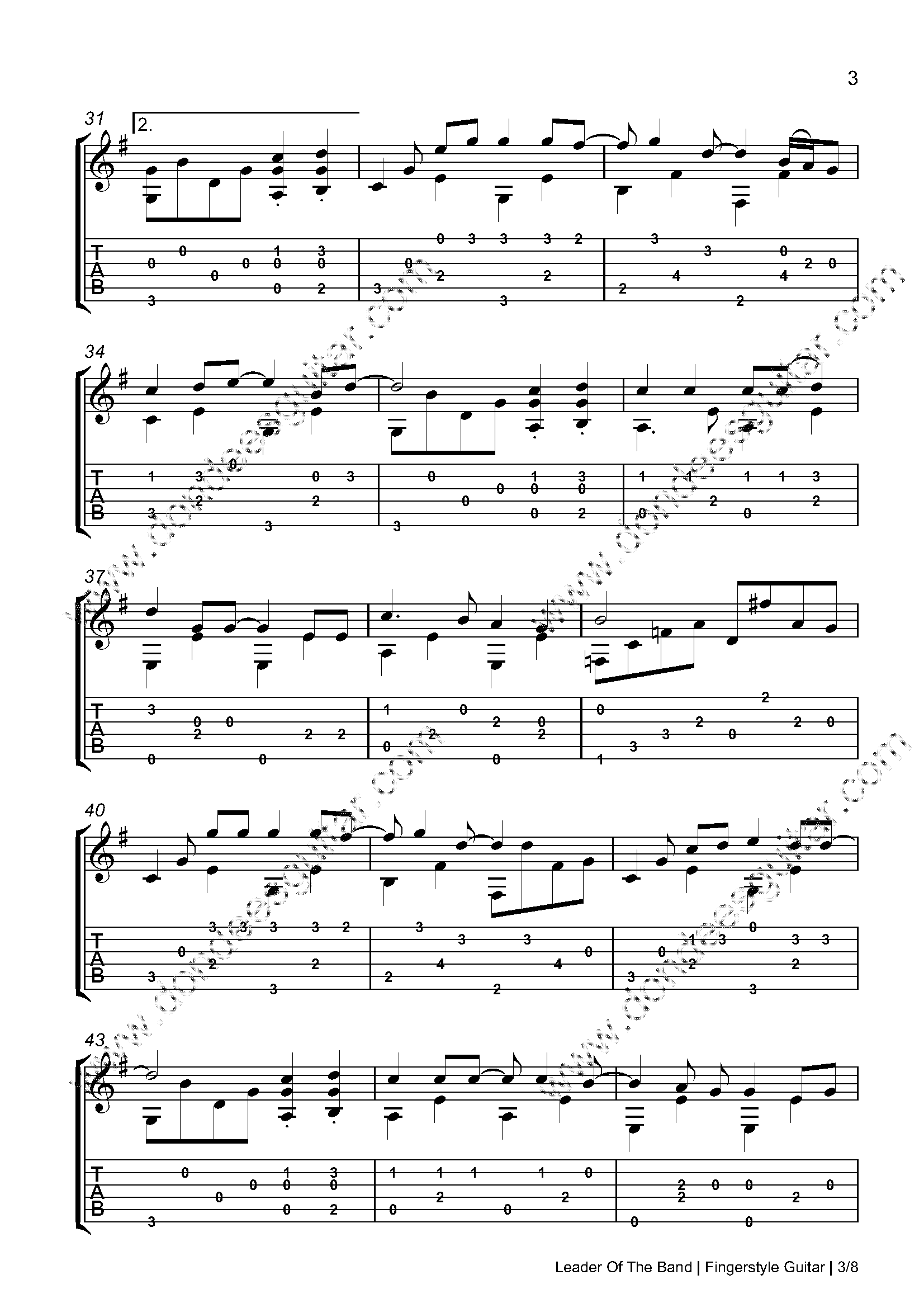 Leader Of The Band Fingerstyle Tabs