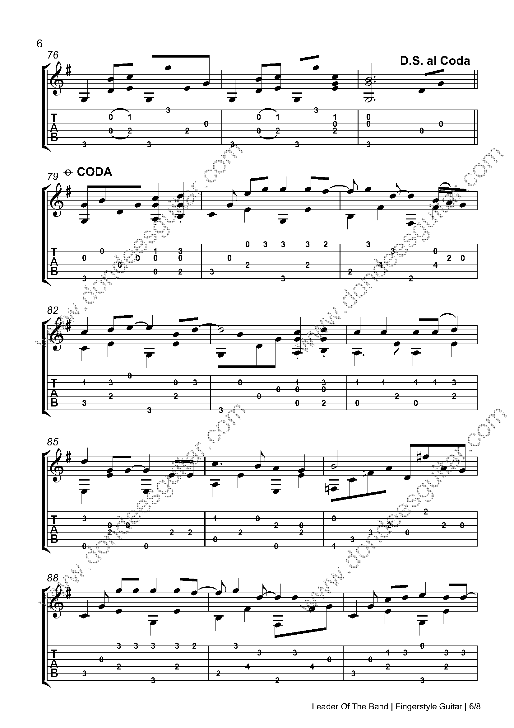 Leader Of The Band Fingerstyle Tabs