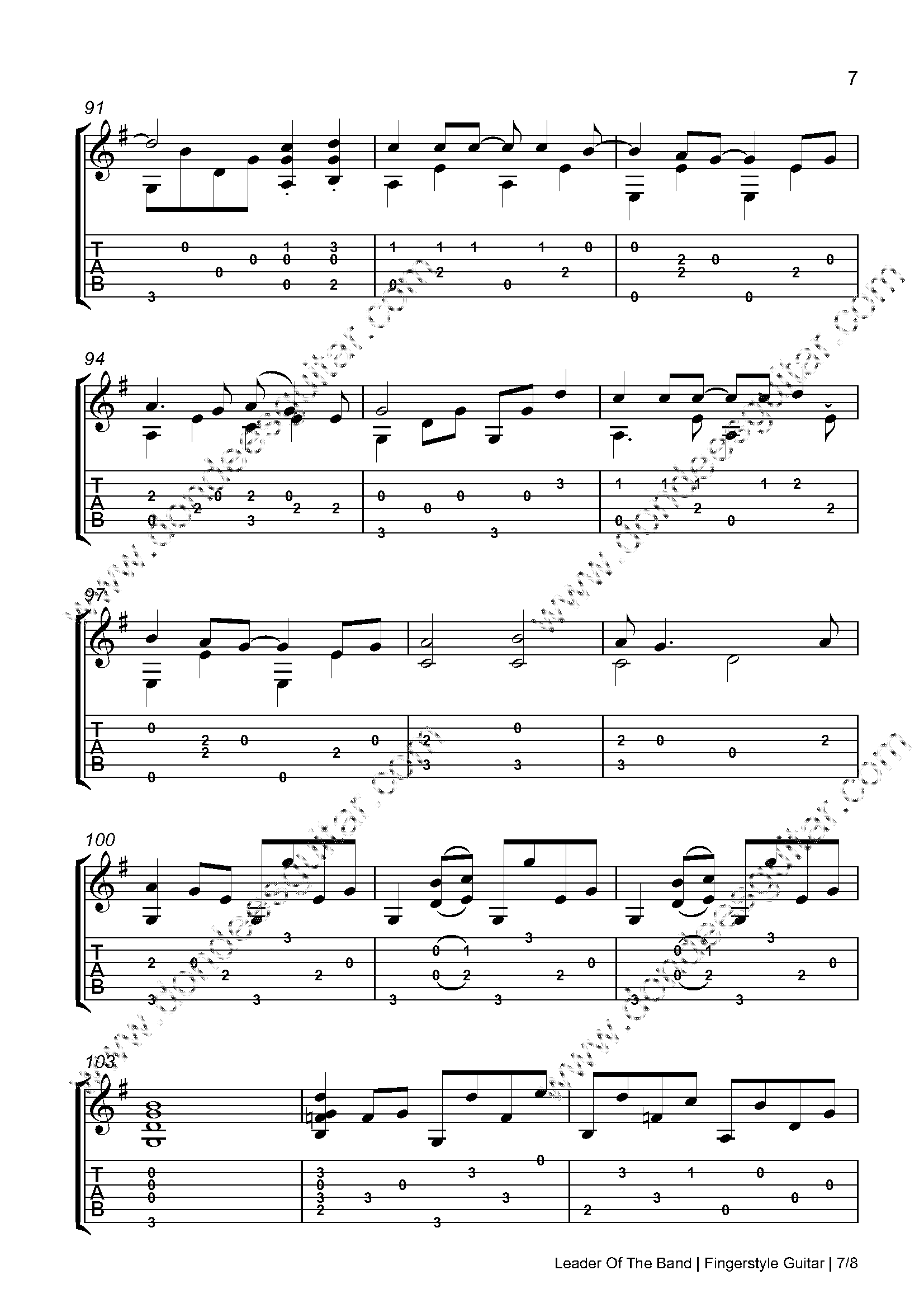 Leader Of The Band Fingerstyle Tabs