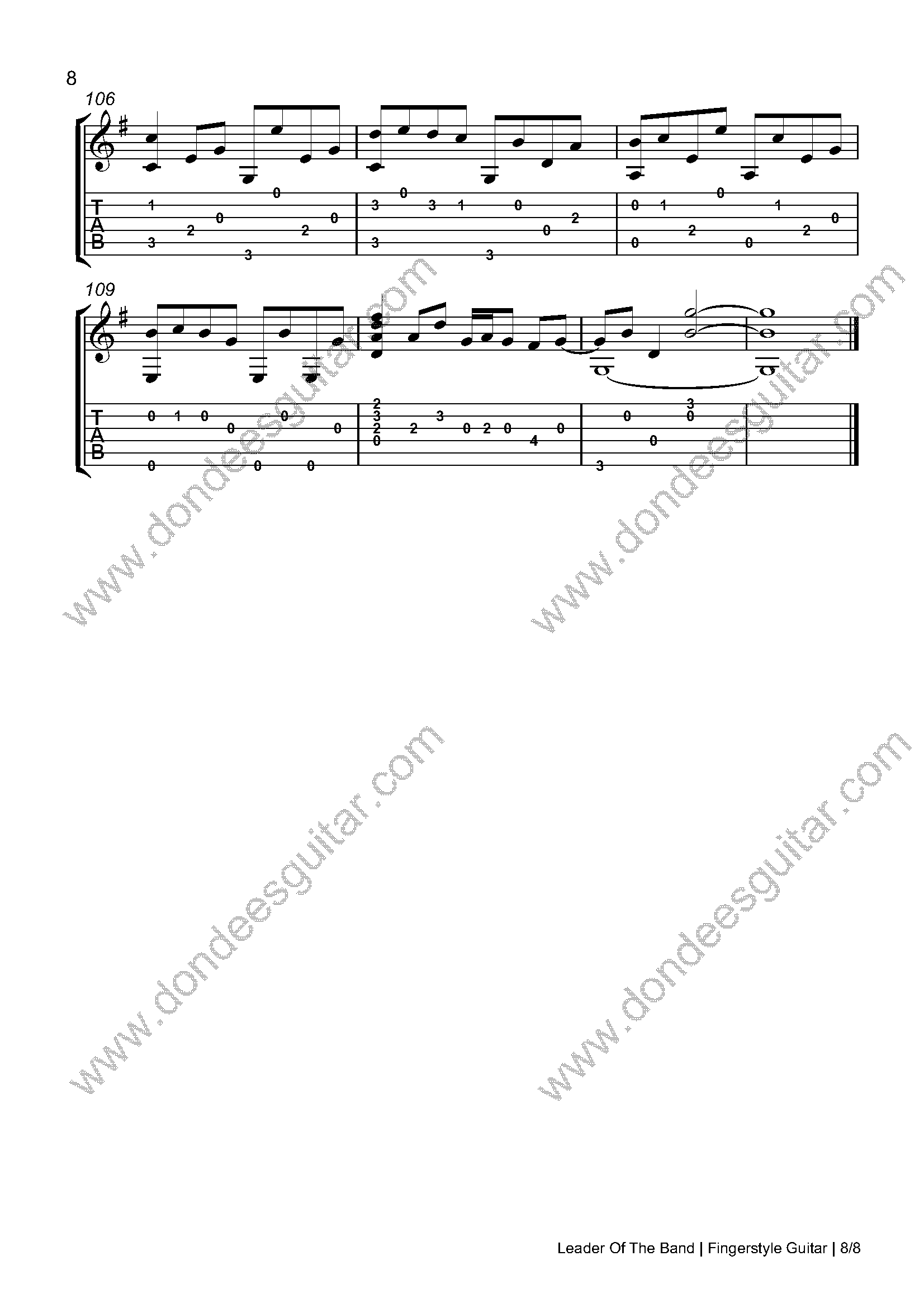 Leader Of The Band Fingerstyle Tabs