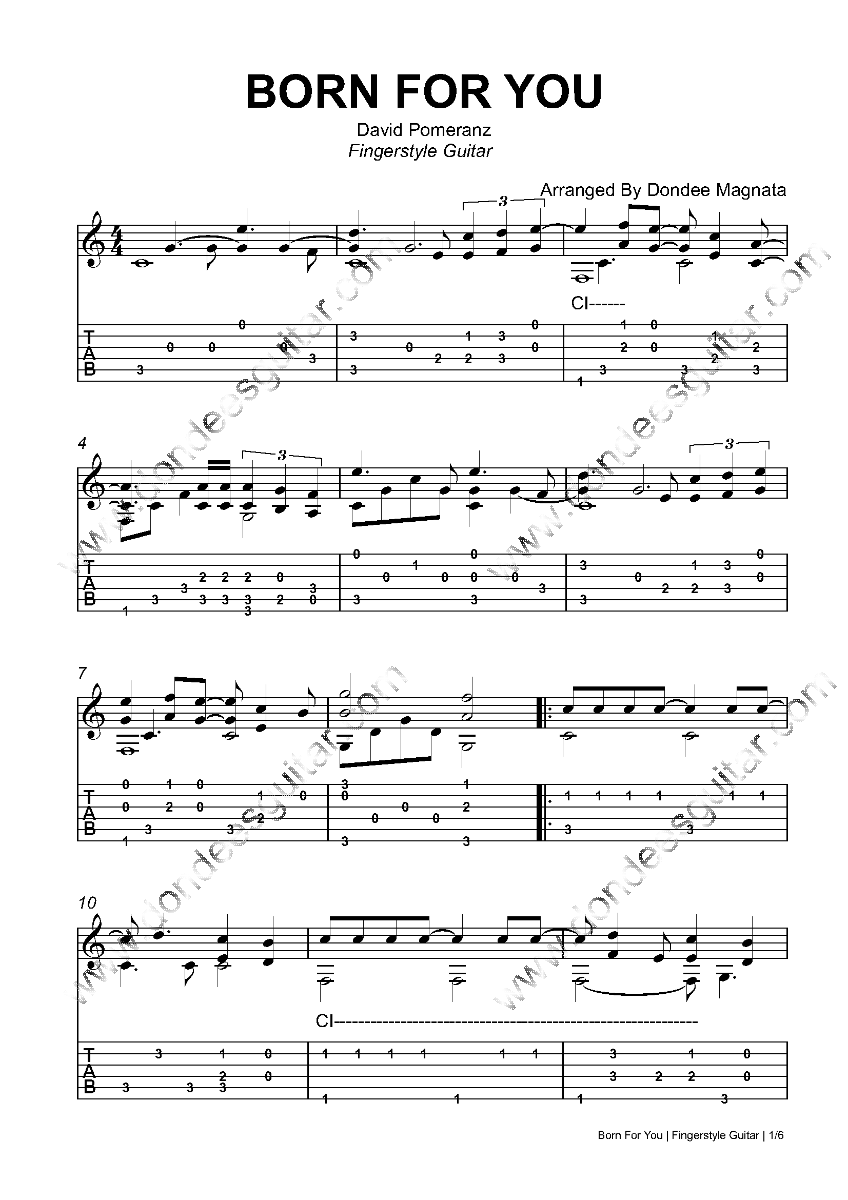 Born For You Fingerstyle Tabs