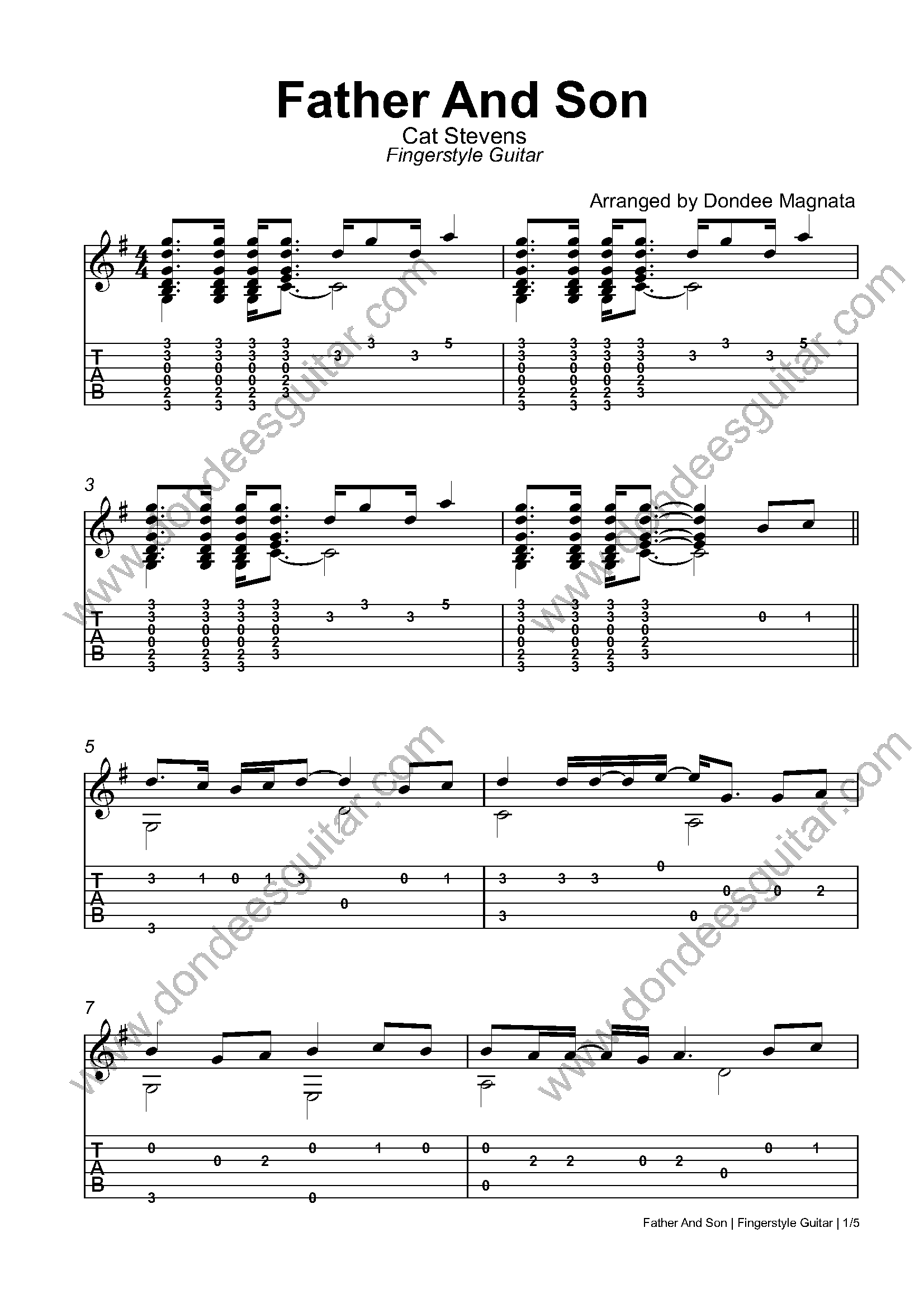 Father And Son Fingerstyle Tabs
