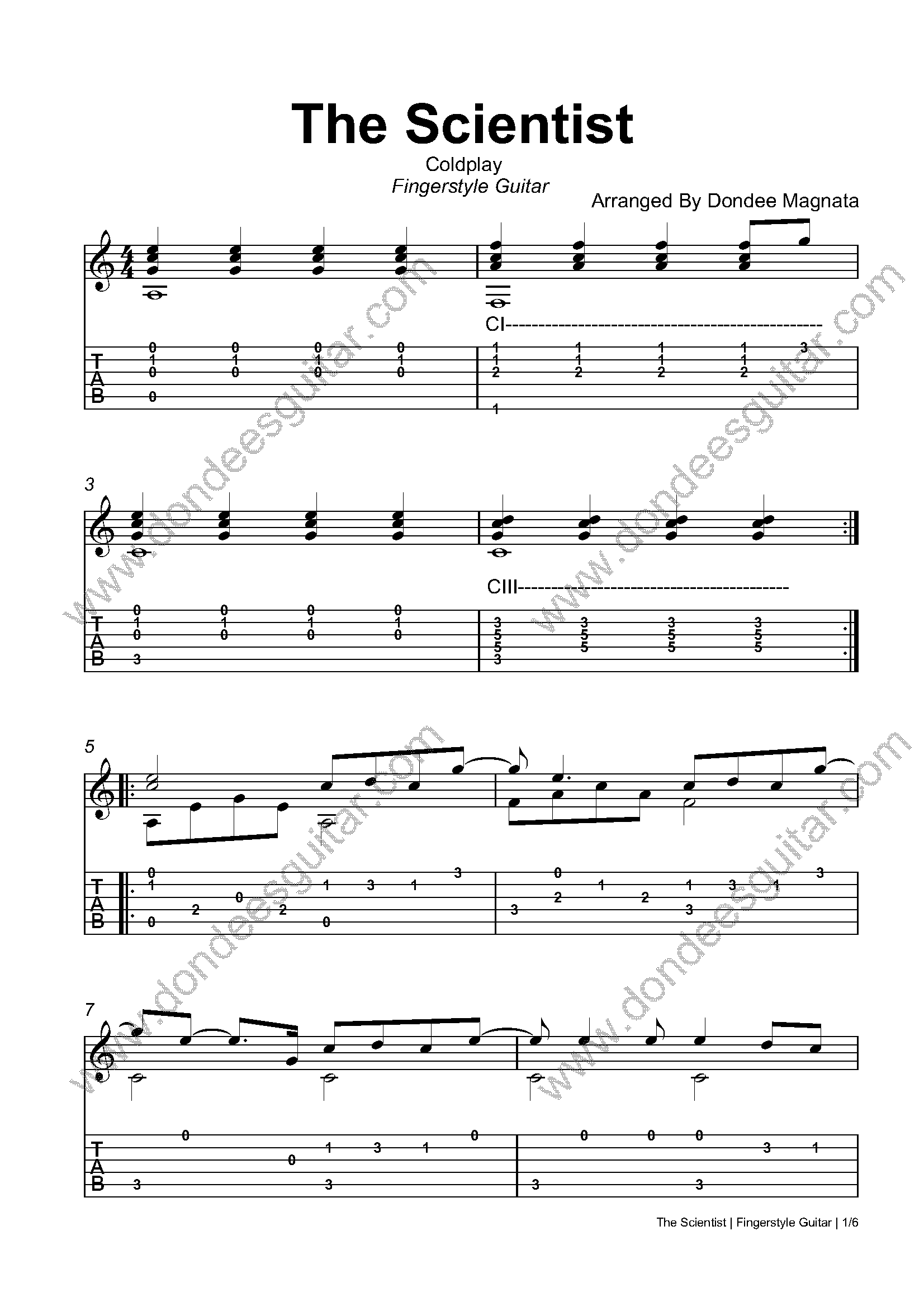 The Scientist Fingerstyle Tabs