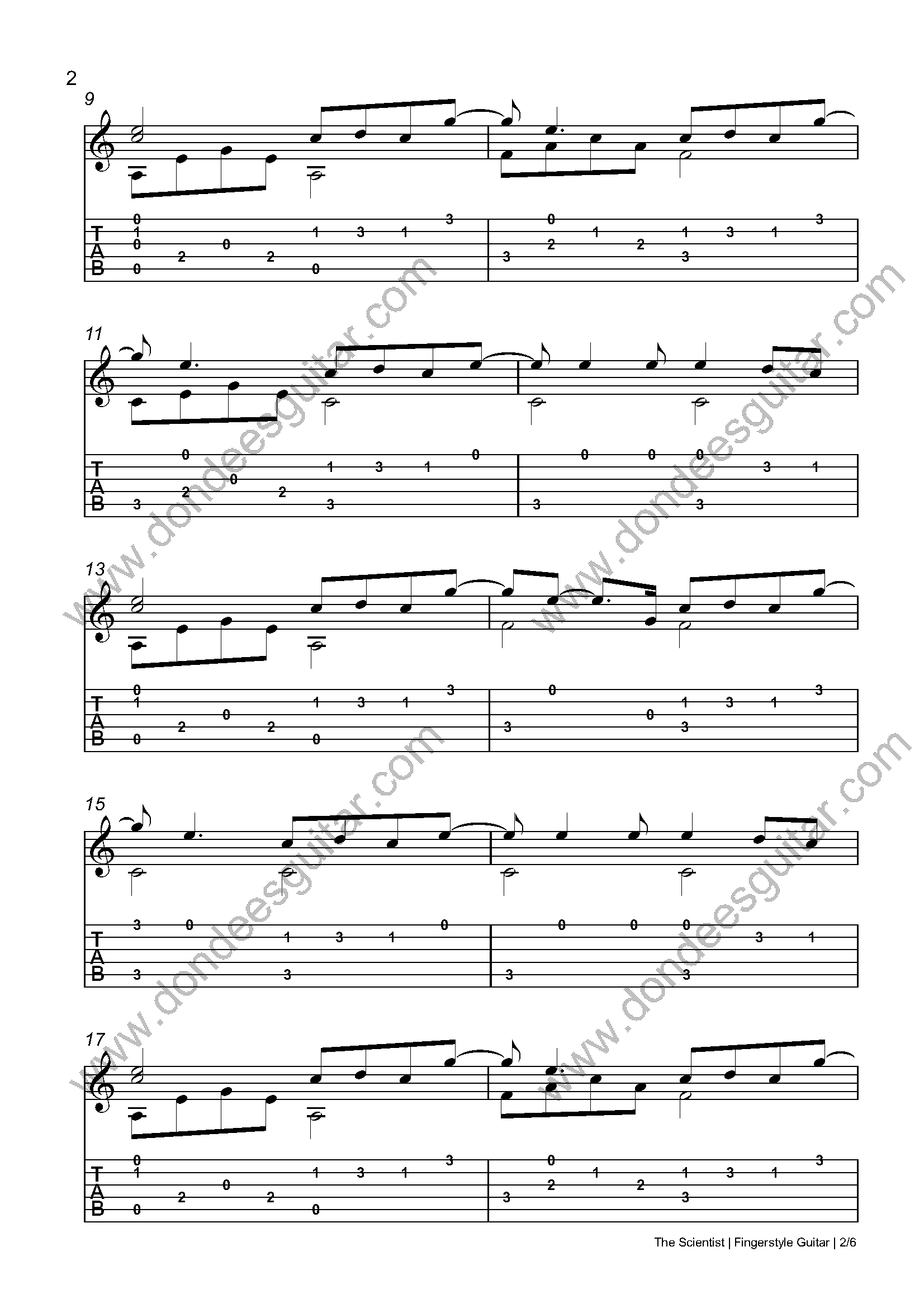 The Scientist Fingerstyle Tabs