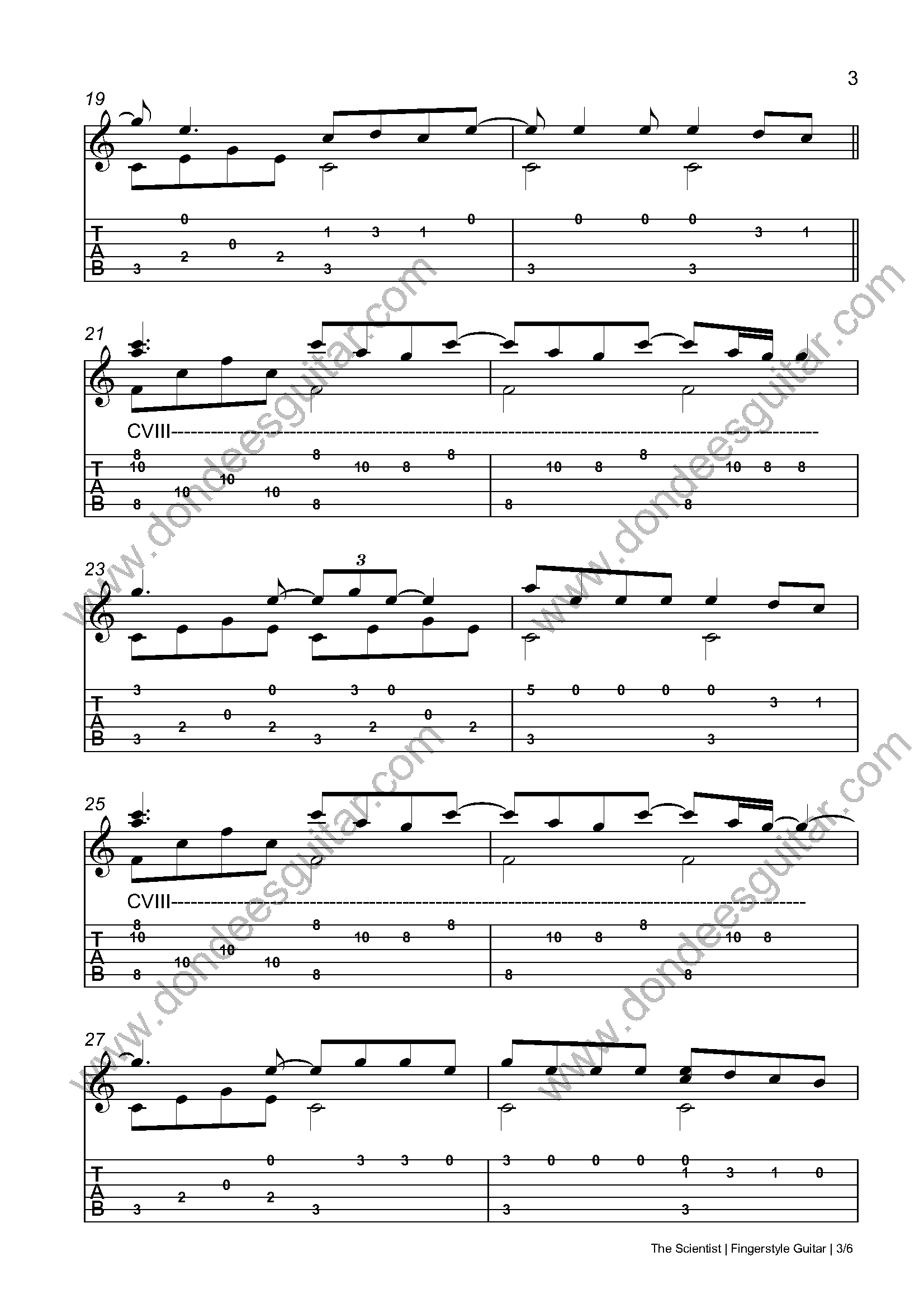 The Scientist Fingerstyle Tabs