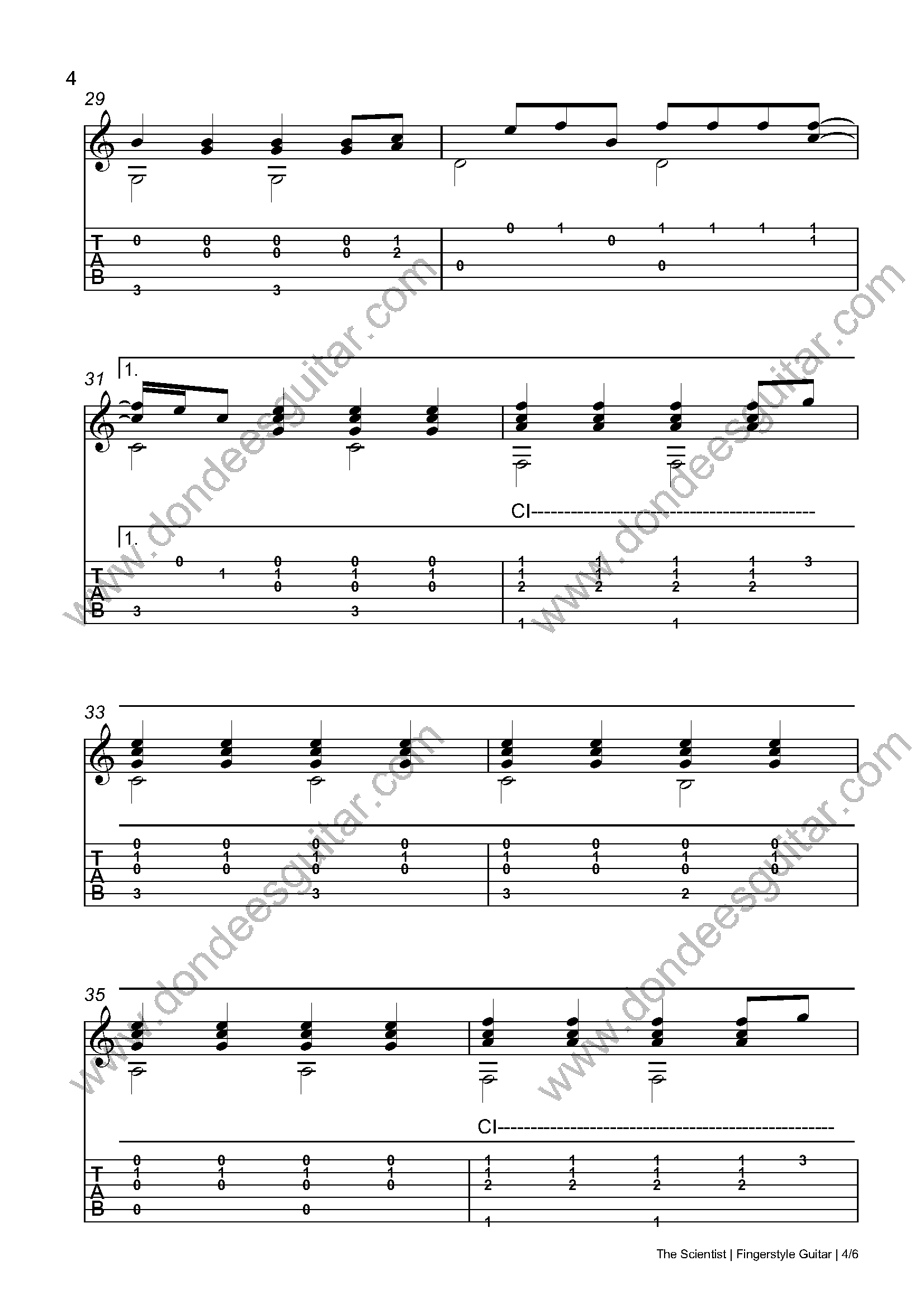 The Scientist Fingerstyle Tabs