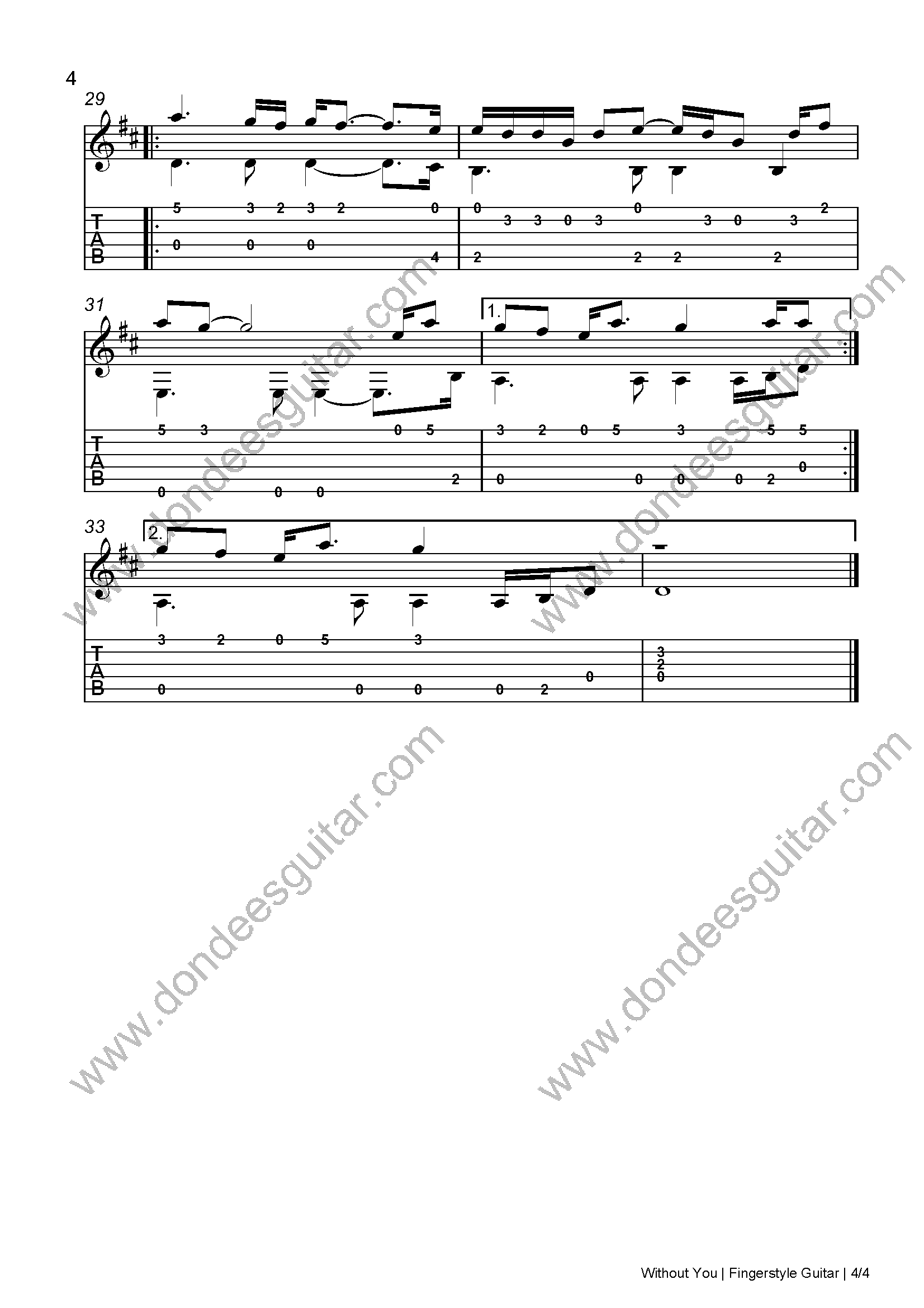 Without You Fingerstyle Tabs