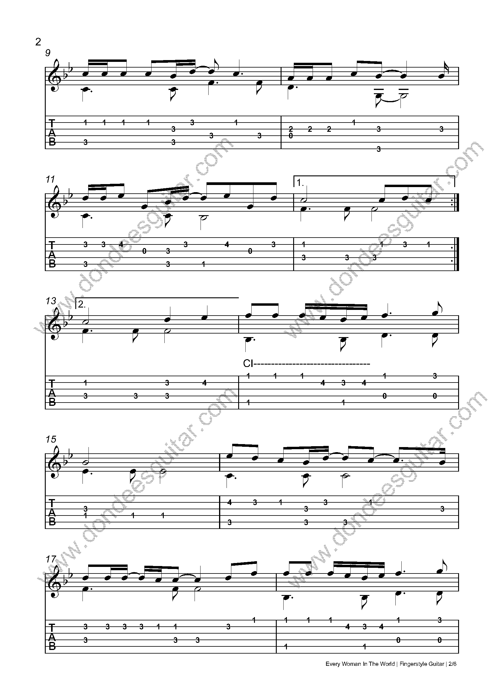 Every Woman In The World Fingerstyle Guitar_Page_2 Every Woman In The World Fingerstyle Tabs