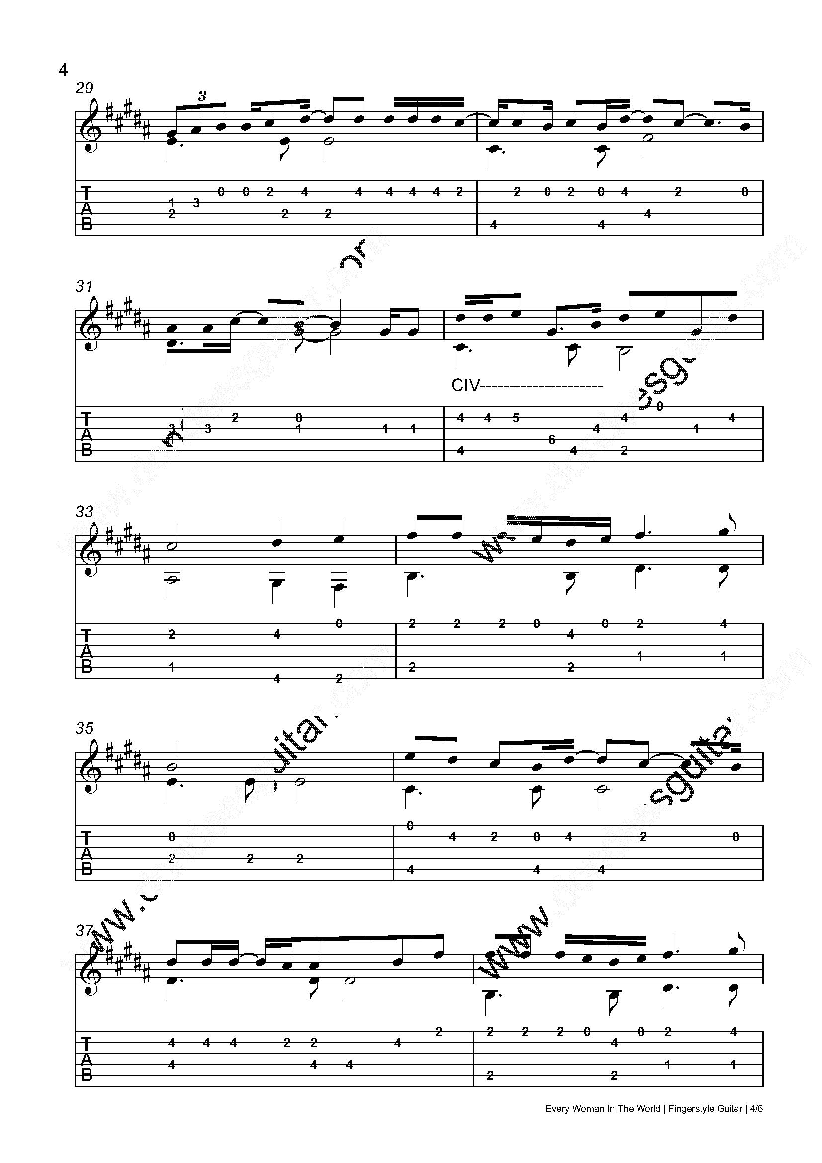 Every Woman In The World Fingerstyle Guitar_Page_4 Every Woman In The World Fingerstyle Tabs