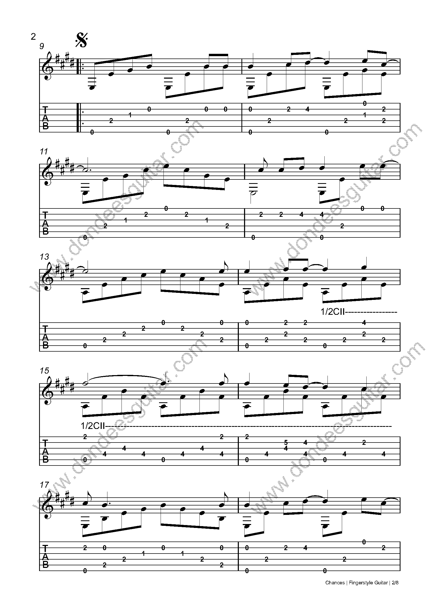 Chances Fingerstyle Guitar Tabs