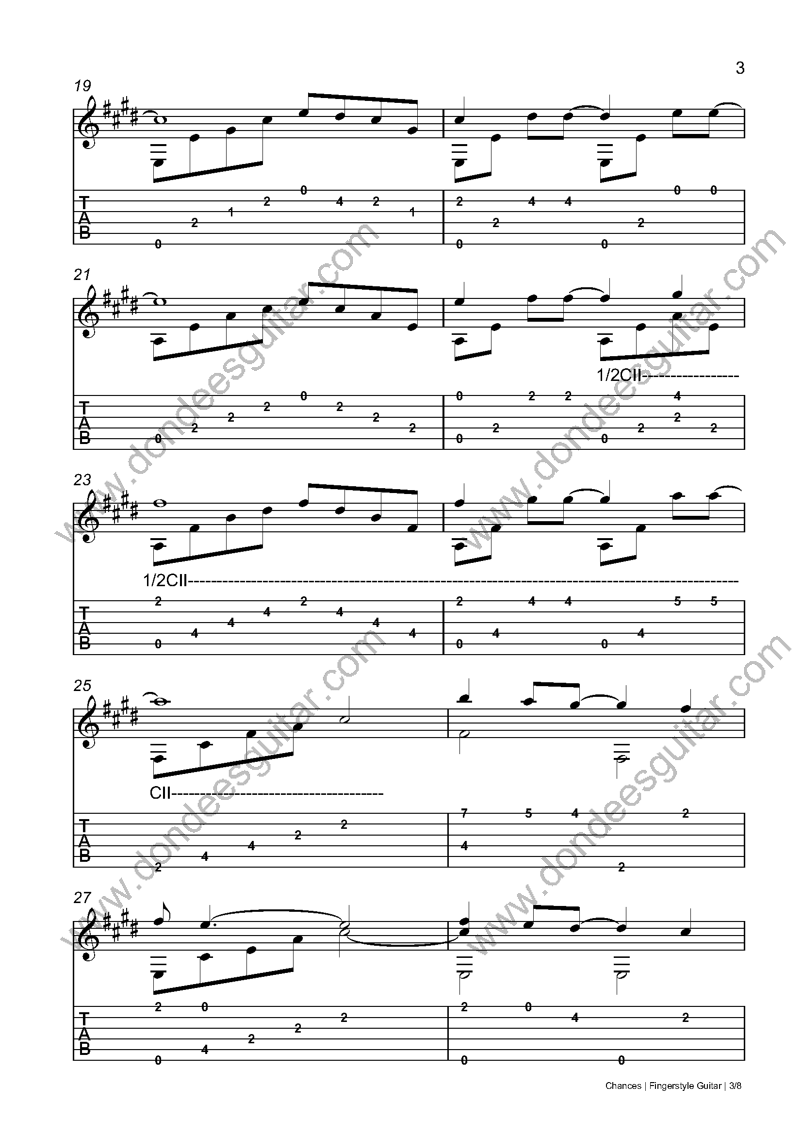 Chances Fingerstyle Guitar Tabs