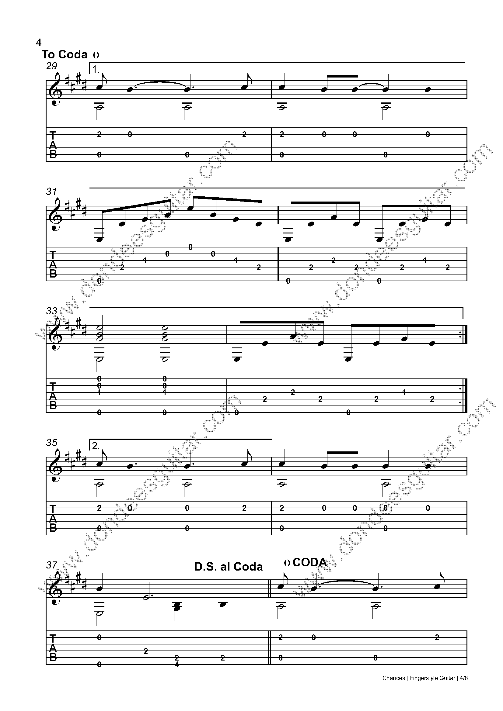 Chances Fingerstyle Guitar Tabs