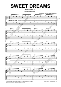 Sweet Dreams Fingerstyle Guitar Tabs