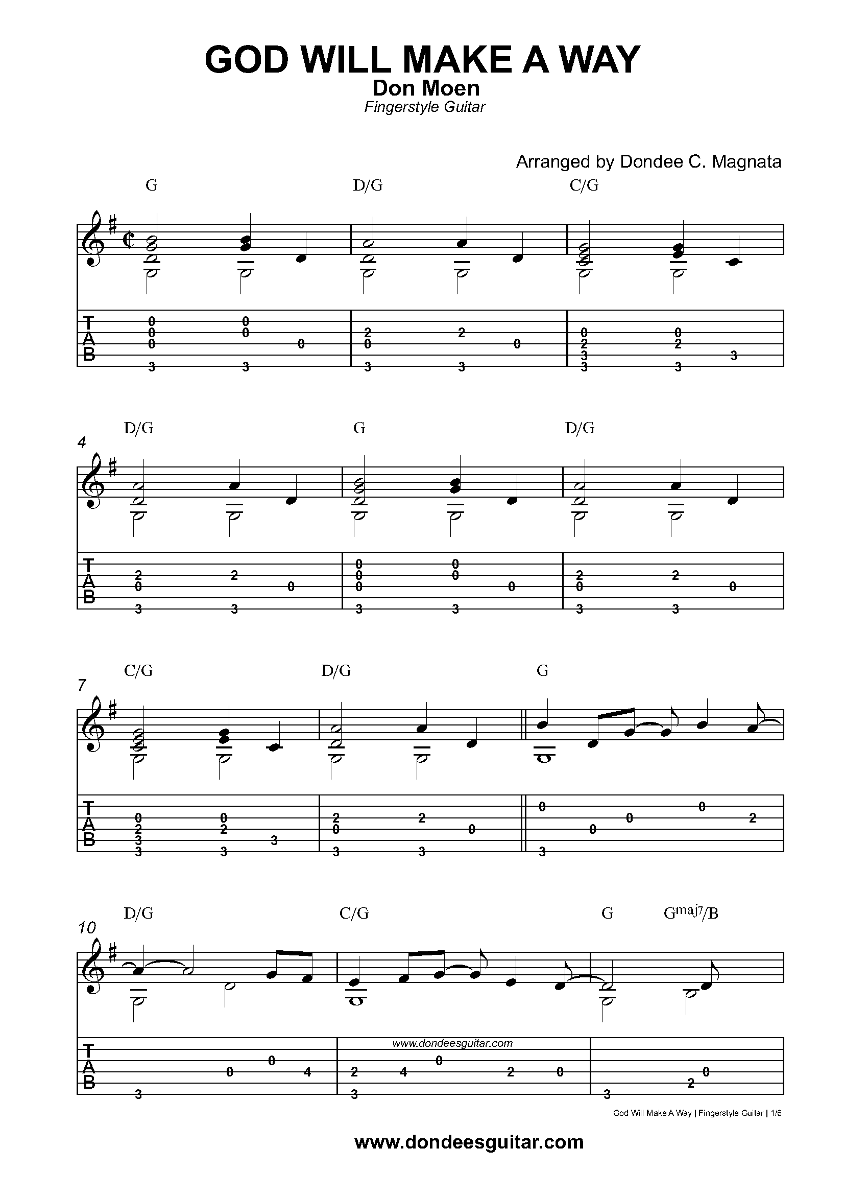 God Will Make A Way Fingerstyle Tabs