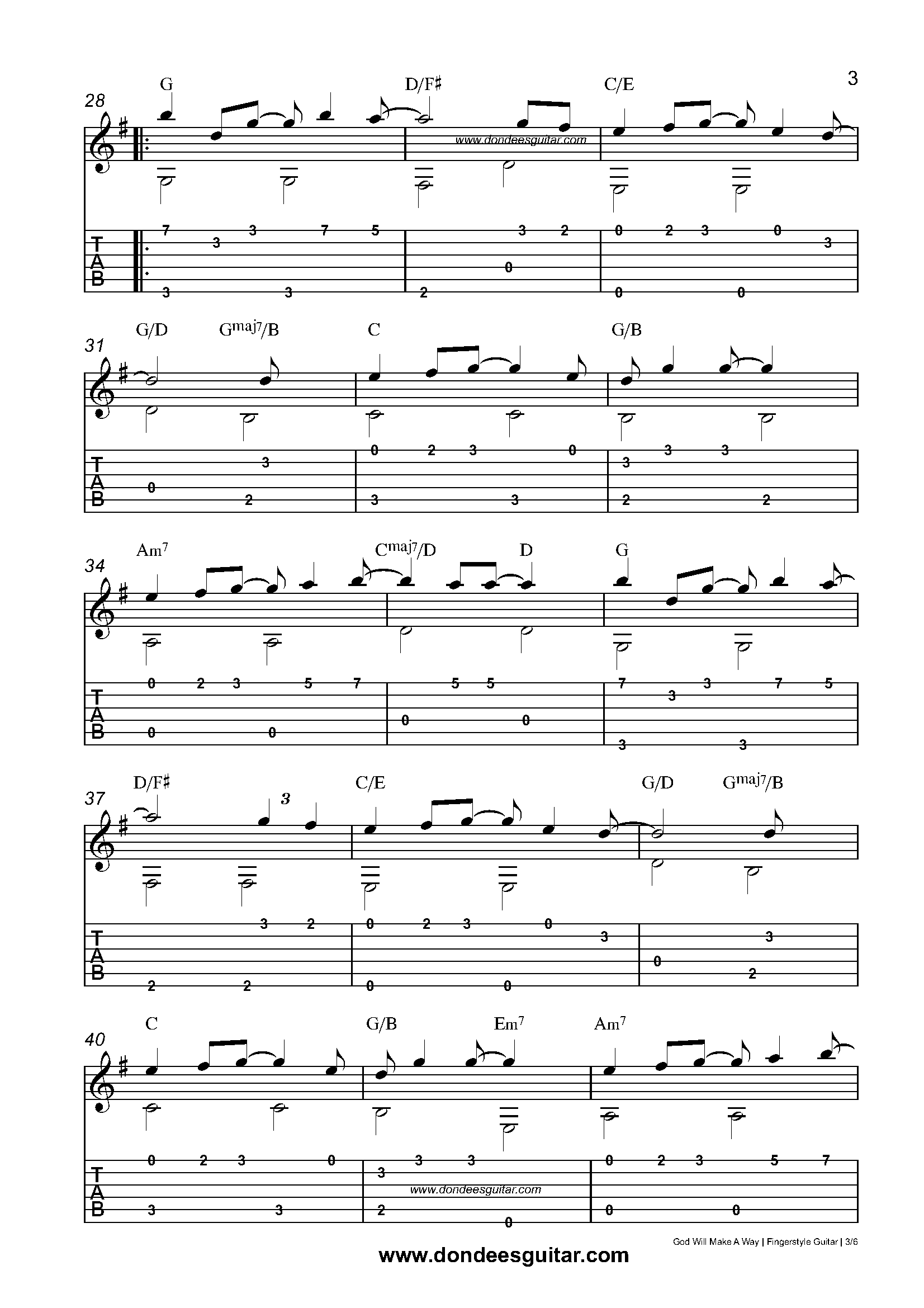 God Will Make A Way Fingerstyle Tabs