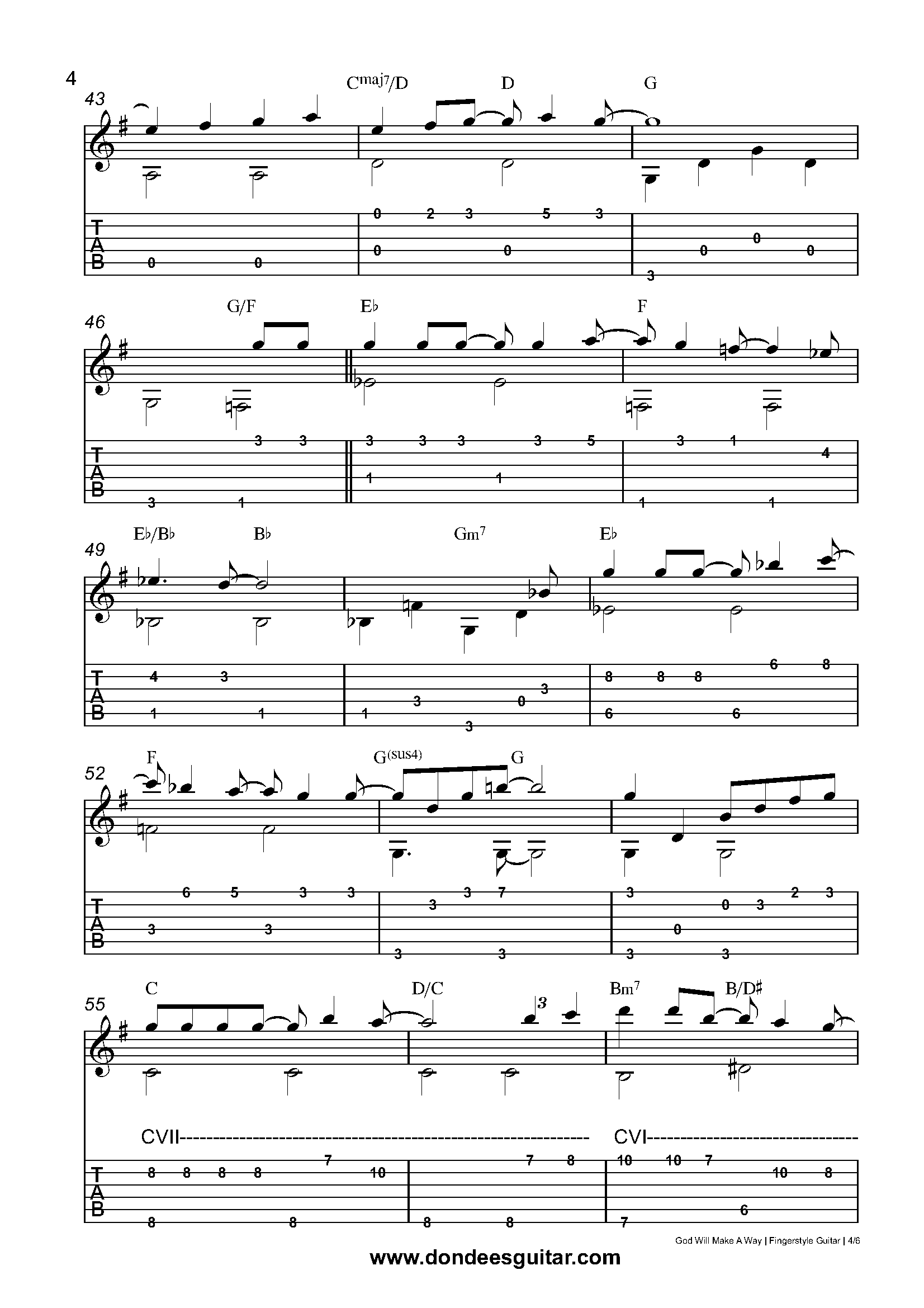 God Will Make A Way Fingerstyle Tabs