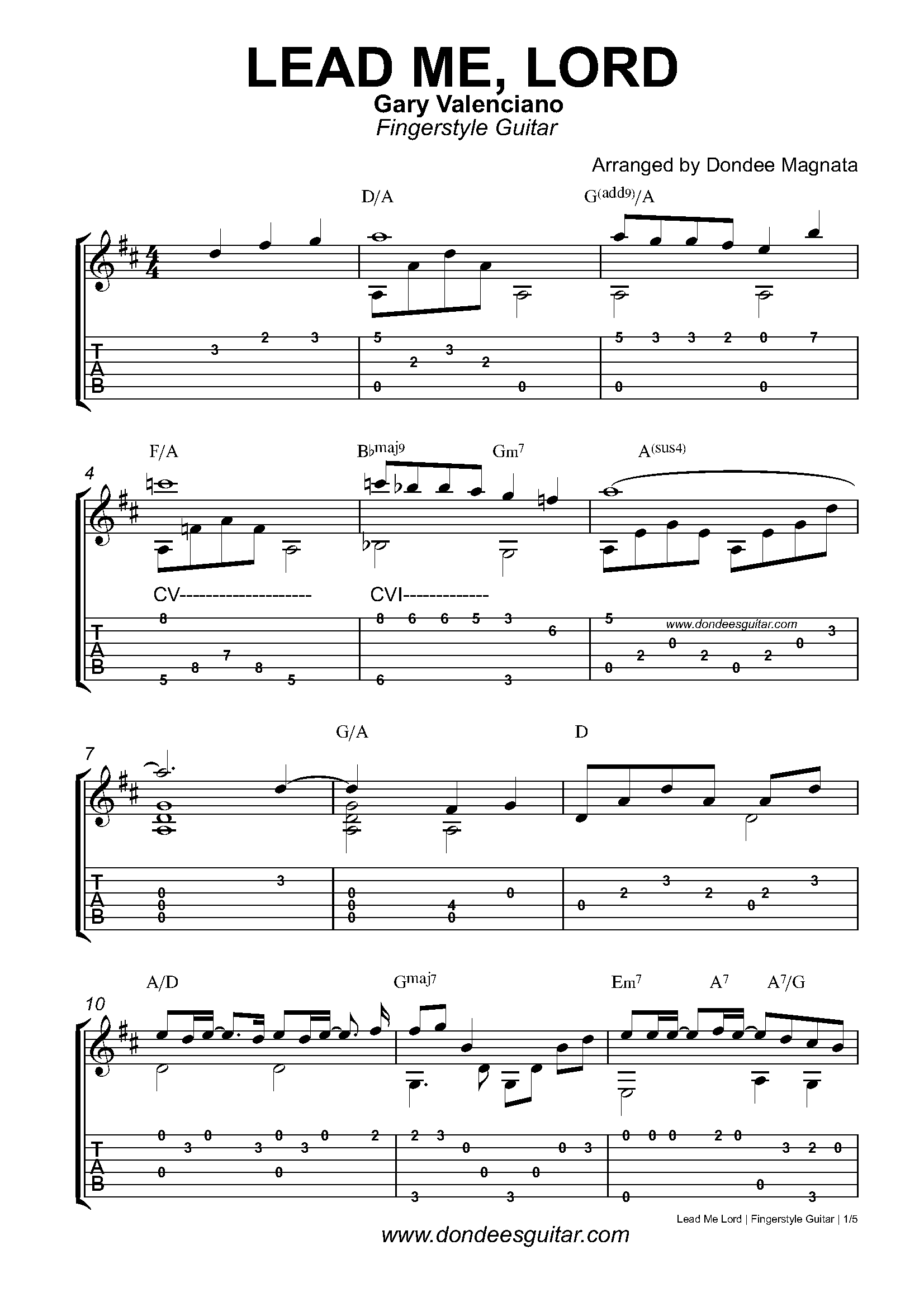 Lead Me Lord Fingerstyle Tabs