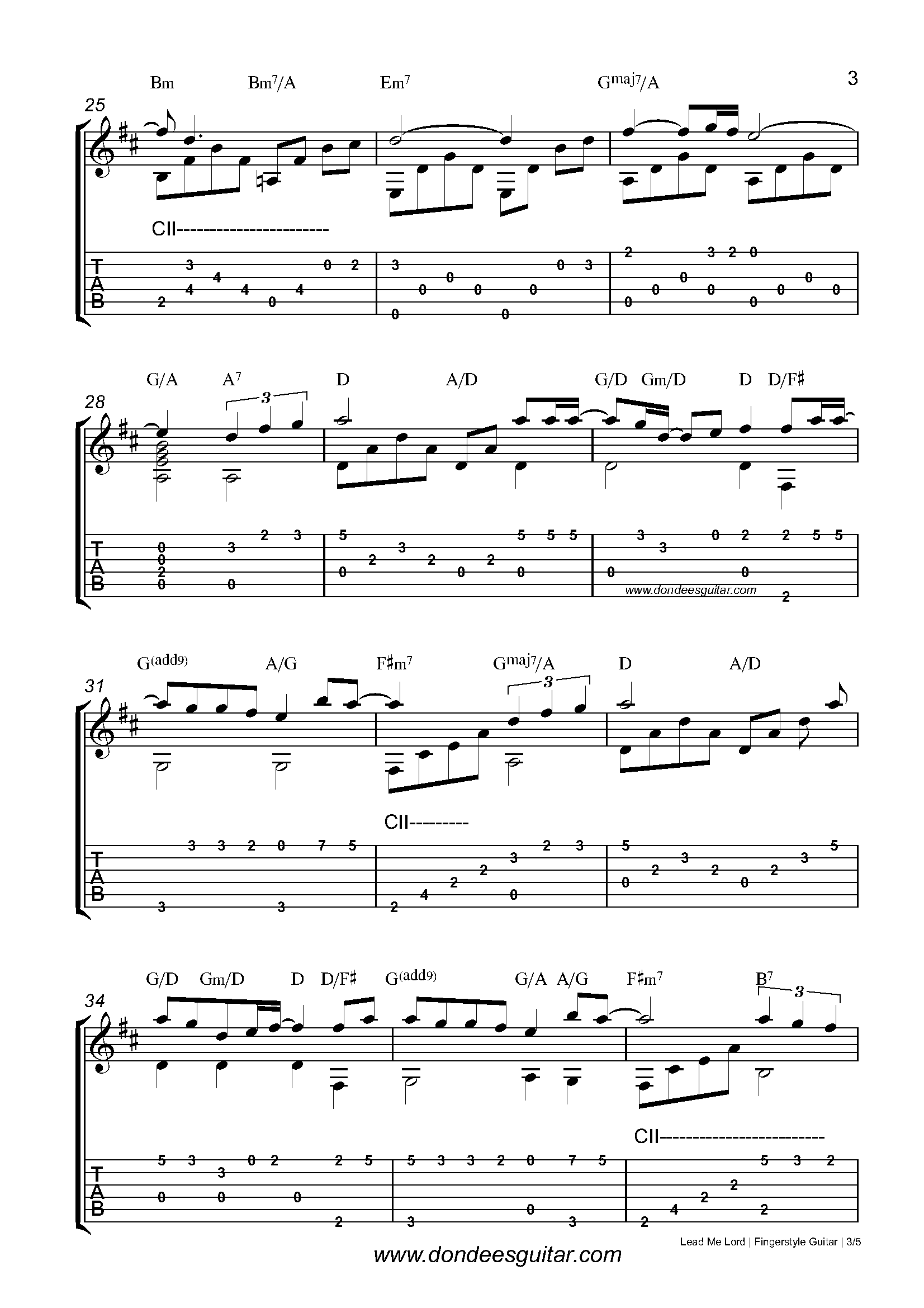 Lead Me Lord Fingerstyle Tabs