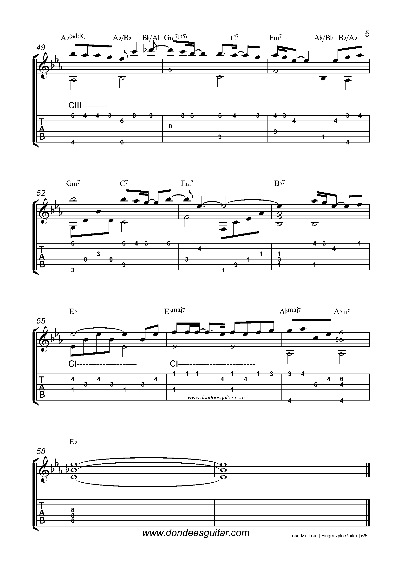 Lead Me Lord Fingerstyle Tabs