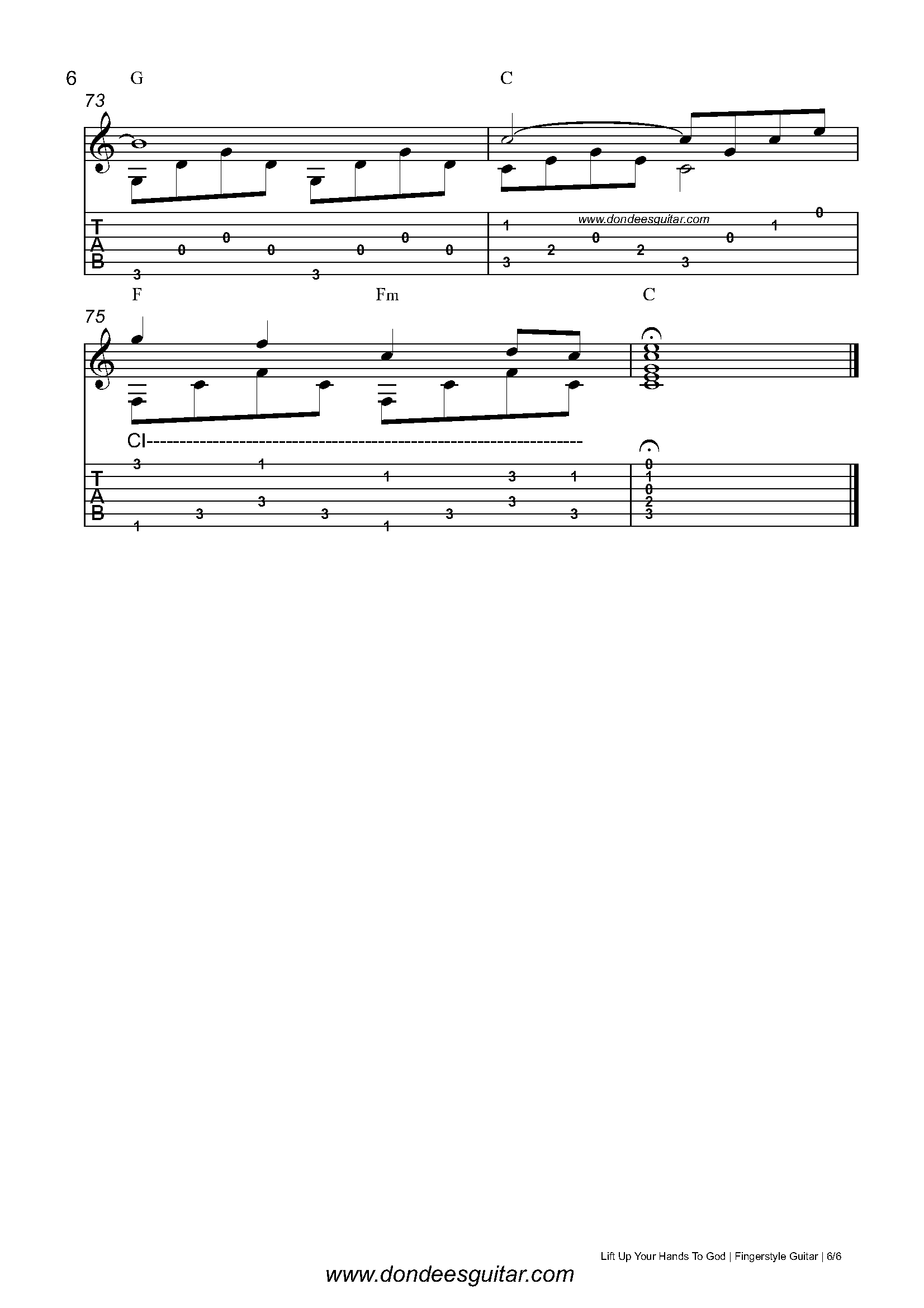 Lift Up Your Hands To God Fingerstyle Tabs