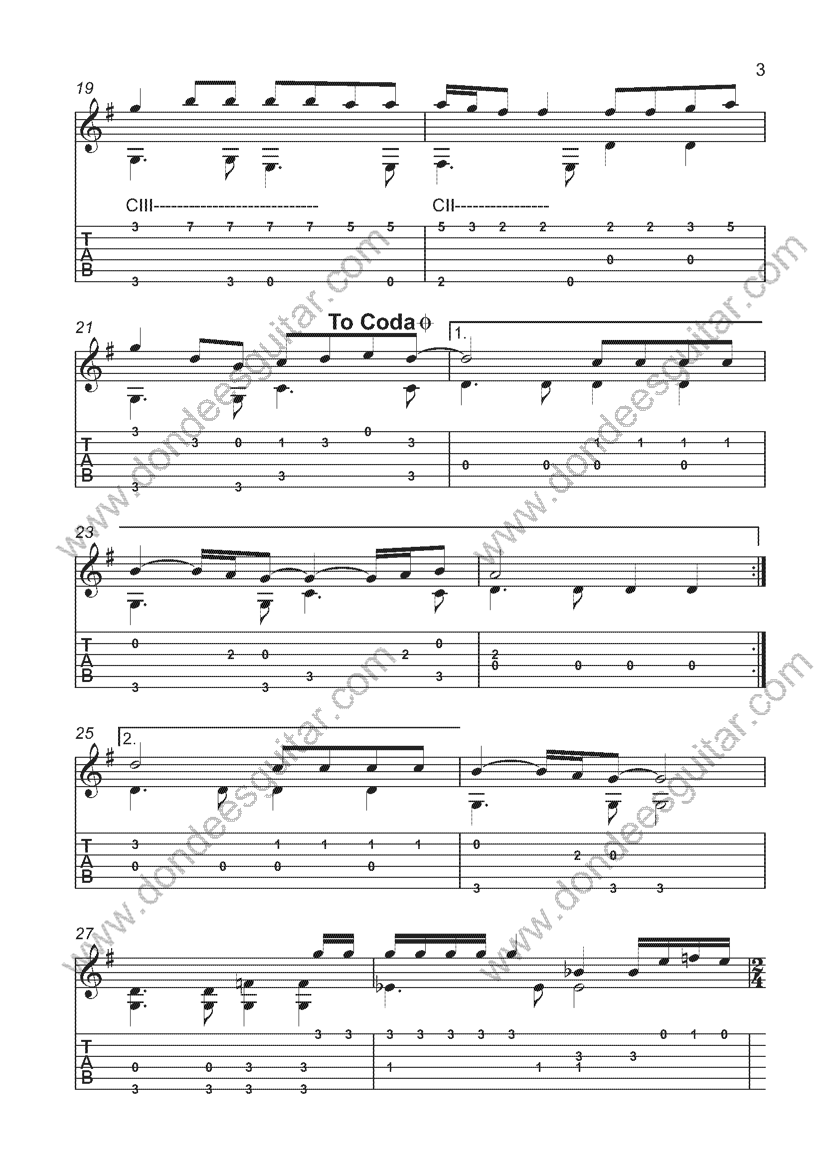 Lonely Is The Night Fingerstyle Tabs