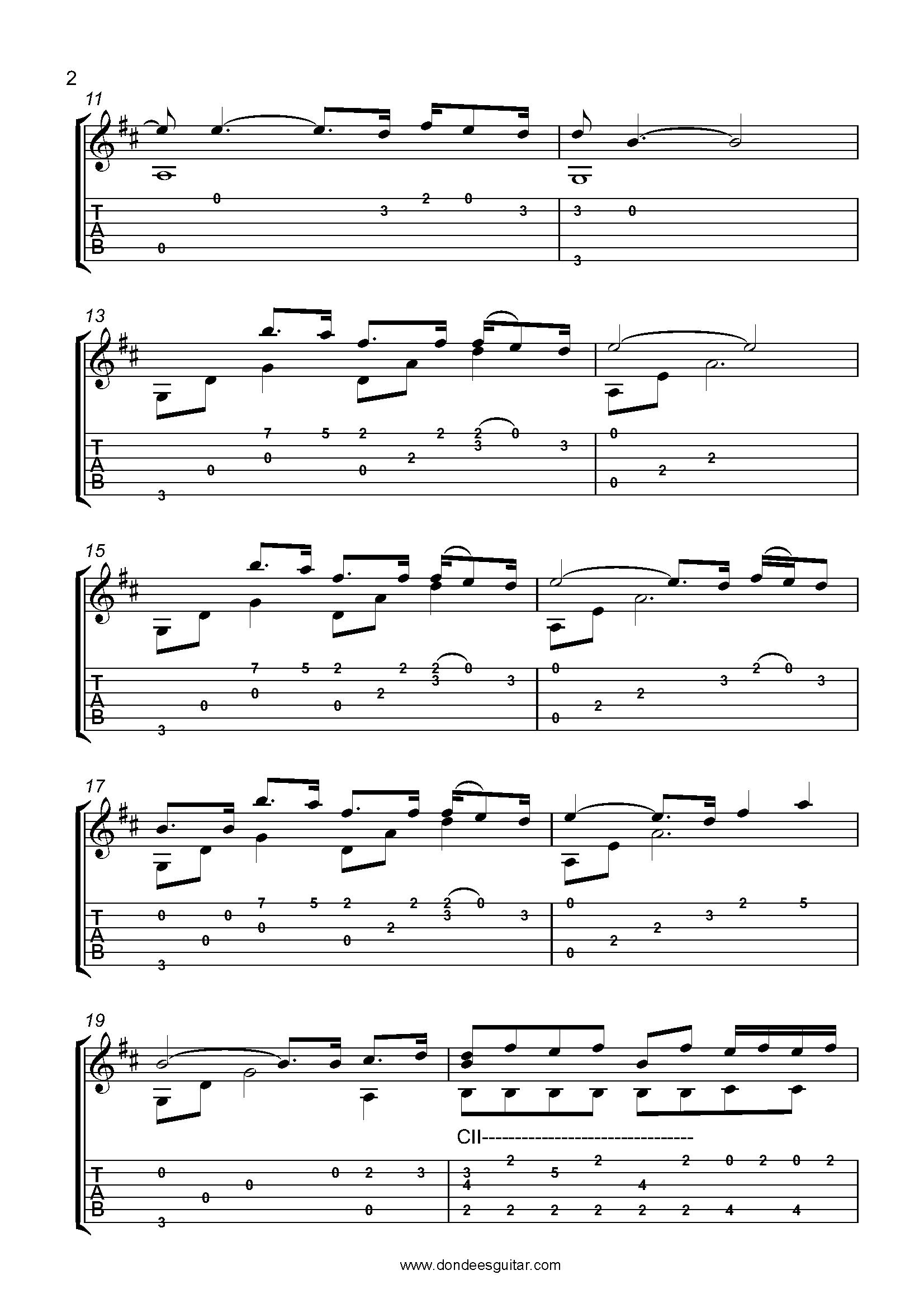 Oceans Fingerstyle Guitar Tabs