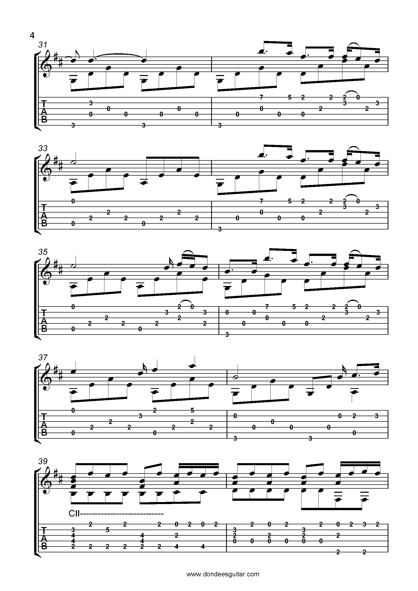 Oceans Fingerstyle Guitar Tabs