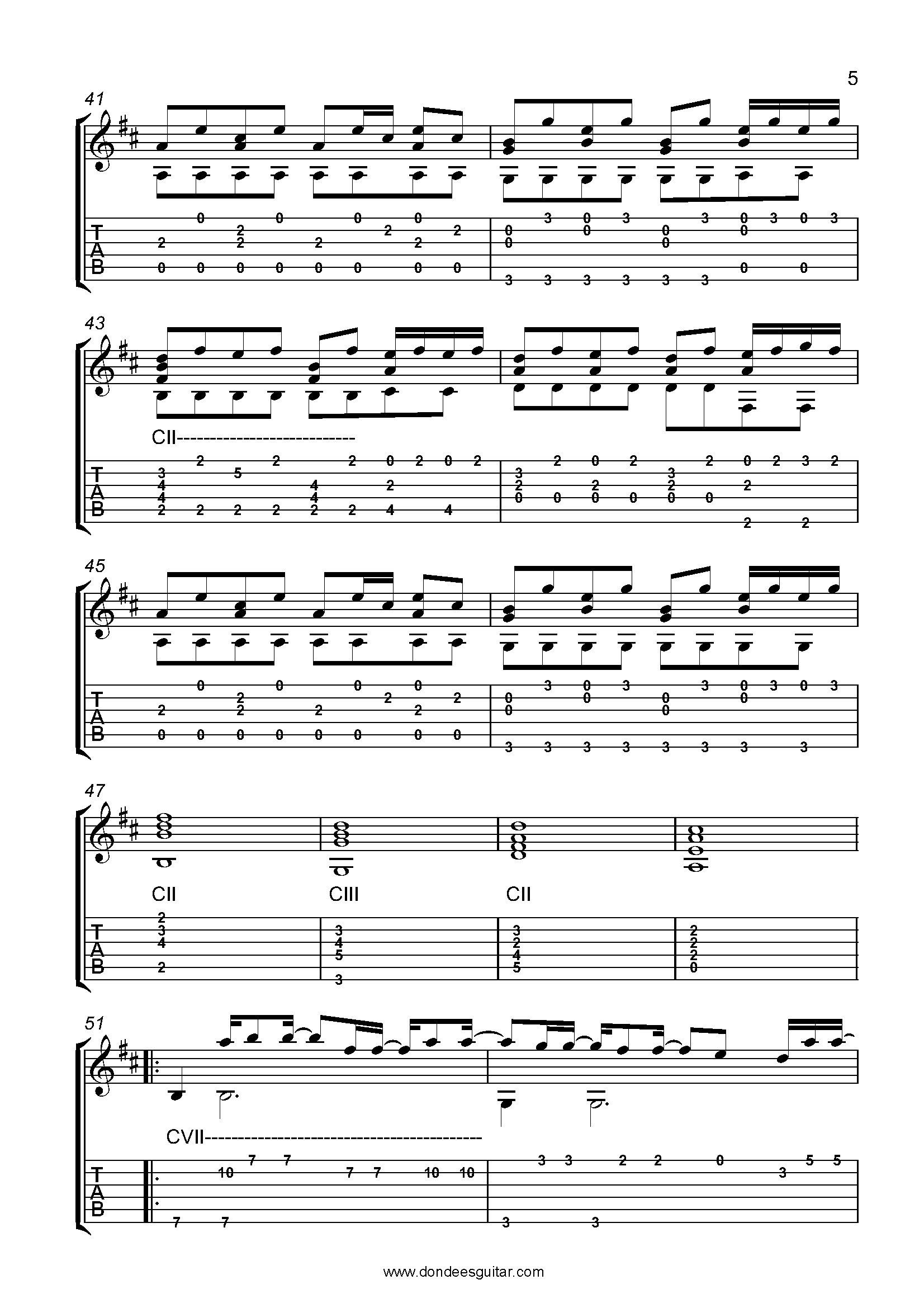 Oceans Fingerstyle Guitar Tabs