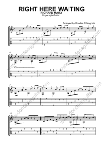 Right Here Waiting Fingerstyle Tabs