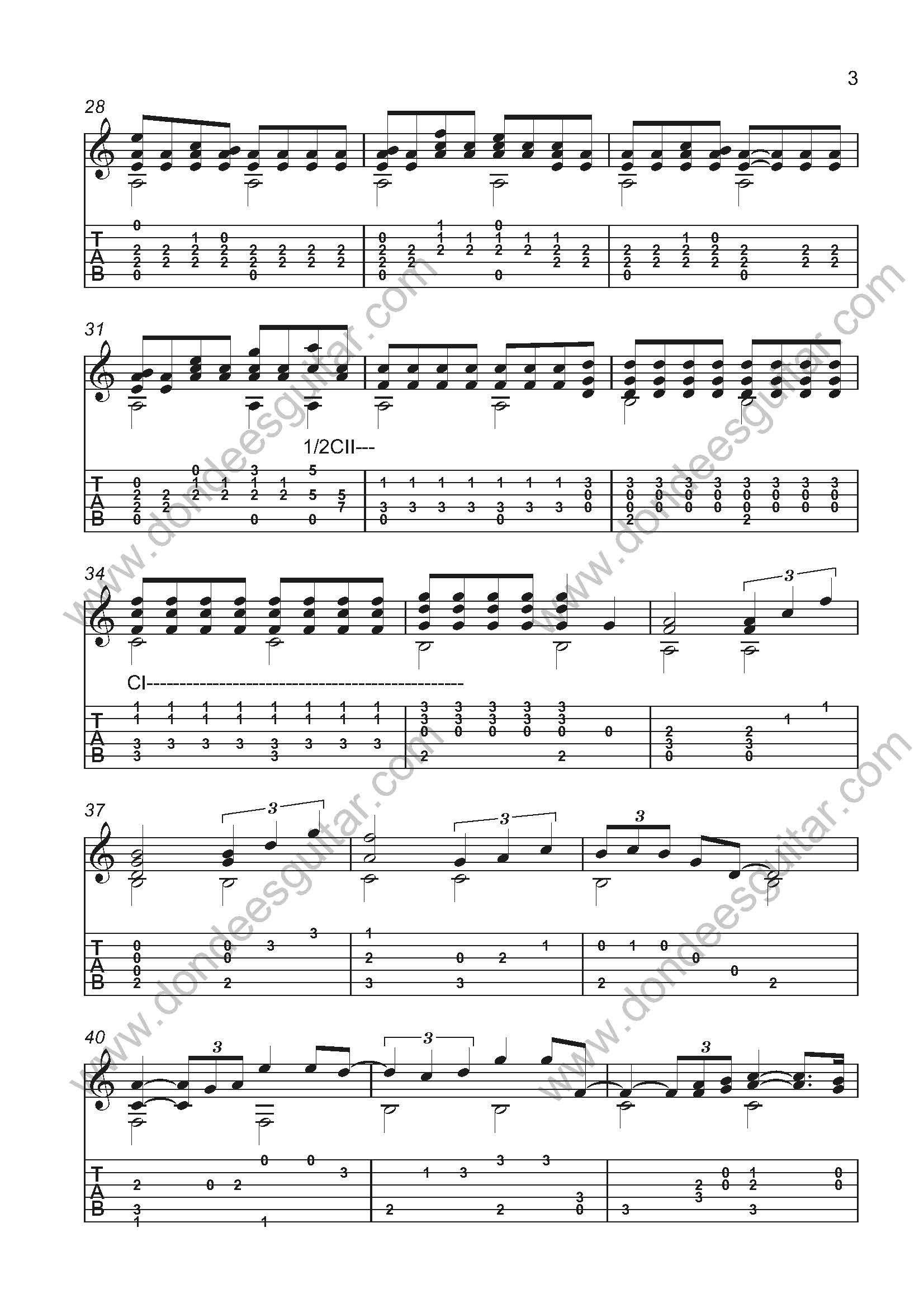 Young Love Fingerstyle Guitar Tabs