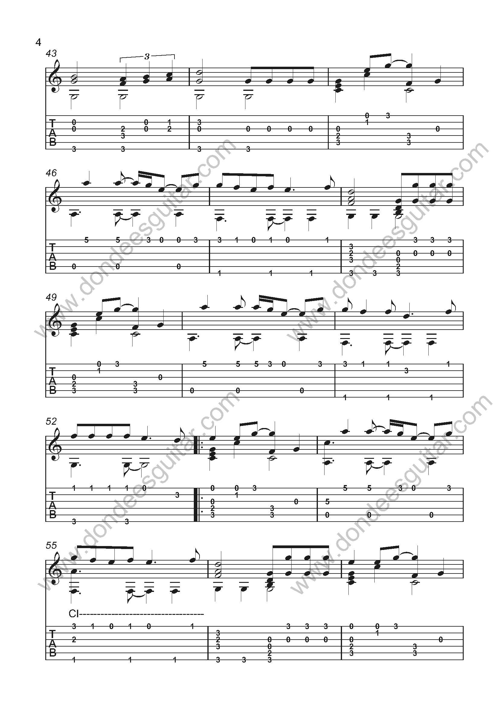 Young Love Fingerstyle Guitar Tabs