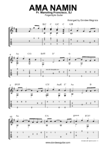 Ama Namin Fingerstyle Guitar Tabs