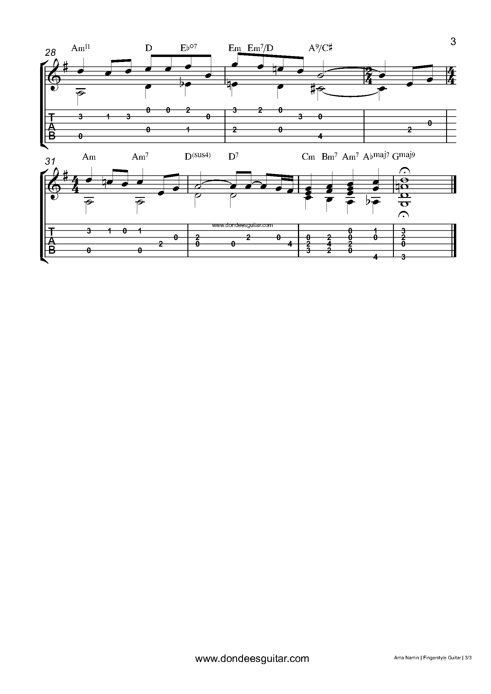 Ama Namin Fingerstyle Guitar_Page_3 Ama Namin Fingerstyle Guitar Tabs