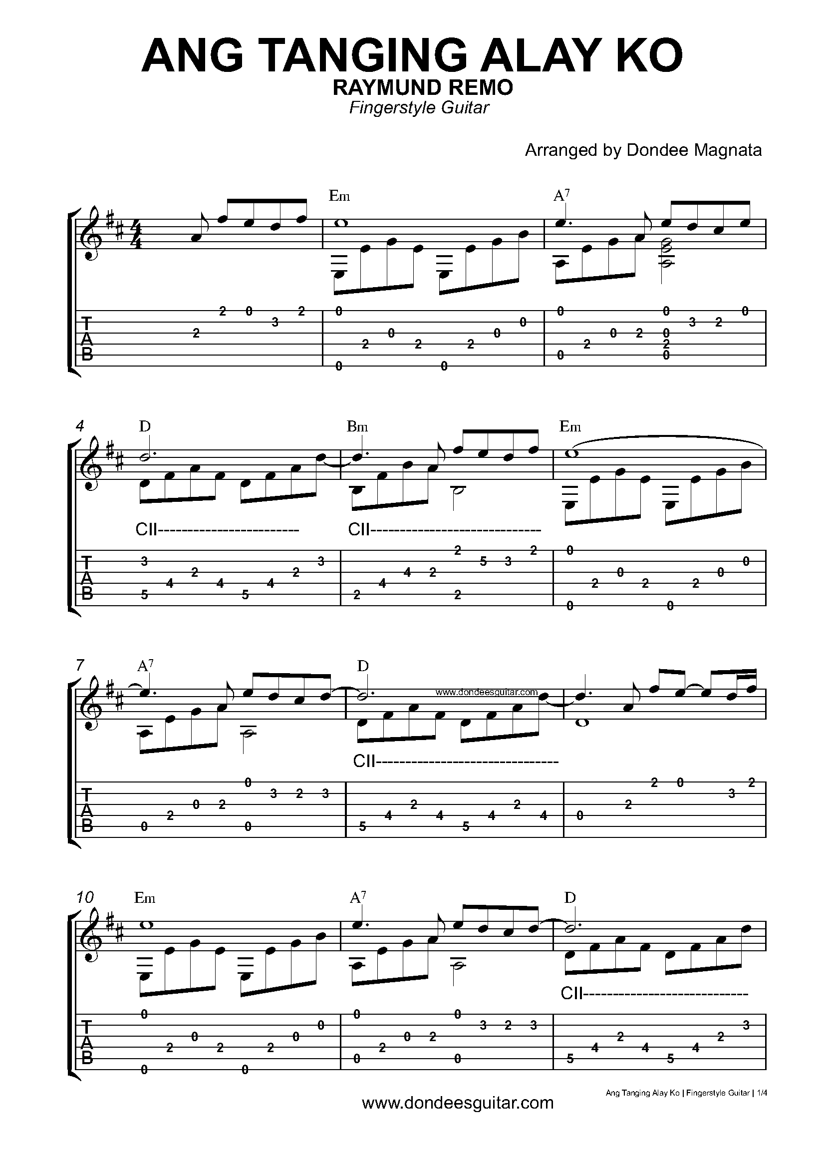 Ang Tanging Alay Ko Fingerstyle Tabs