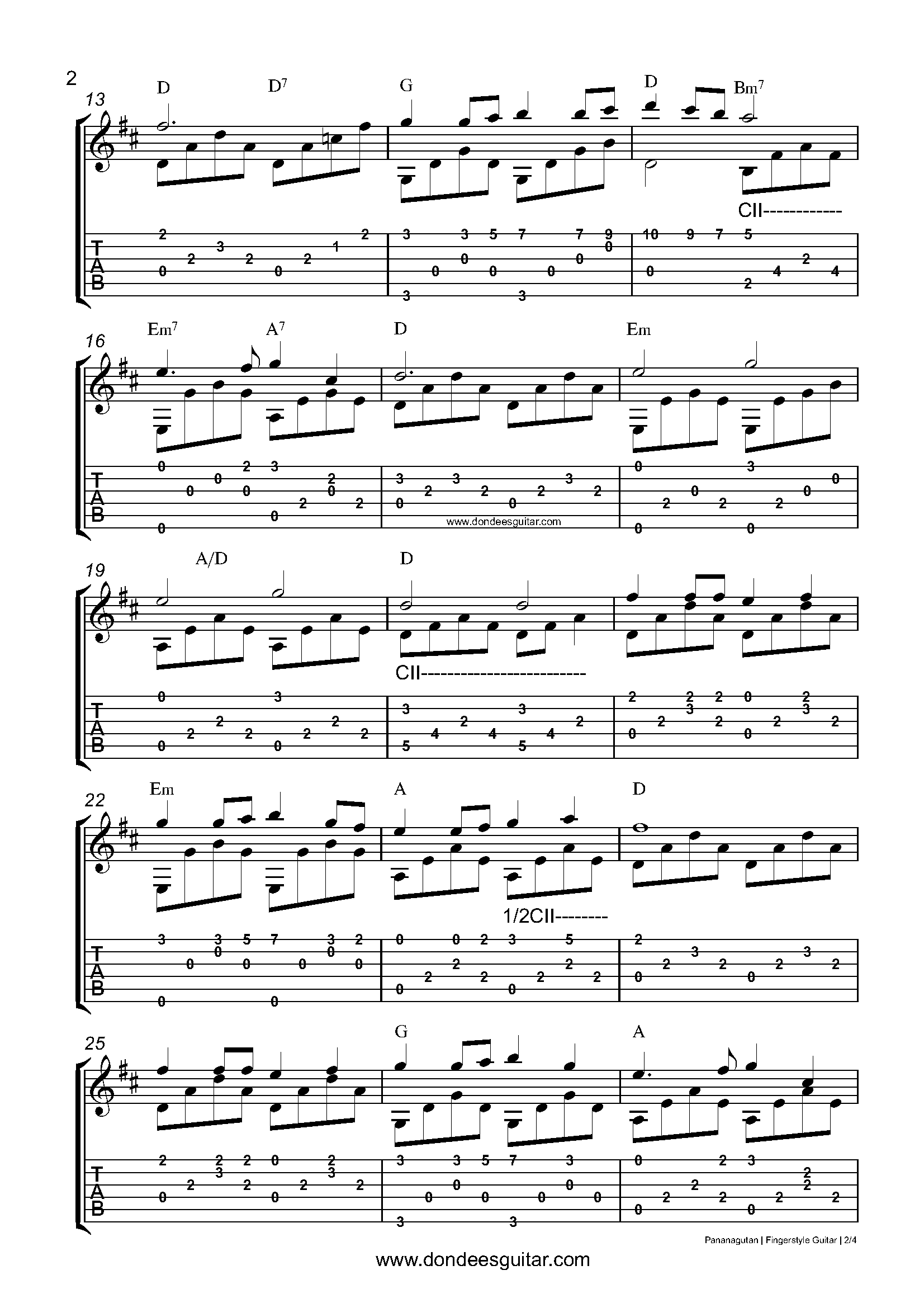 Pananagutan Fingerstyle Guitar Tabs