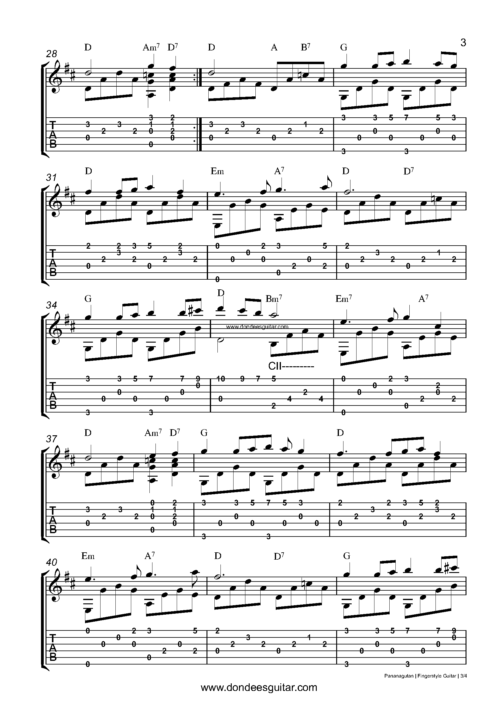 Pananagutan Fingerstyle Guitar Tabs