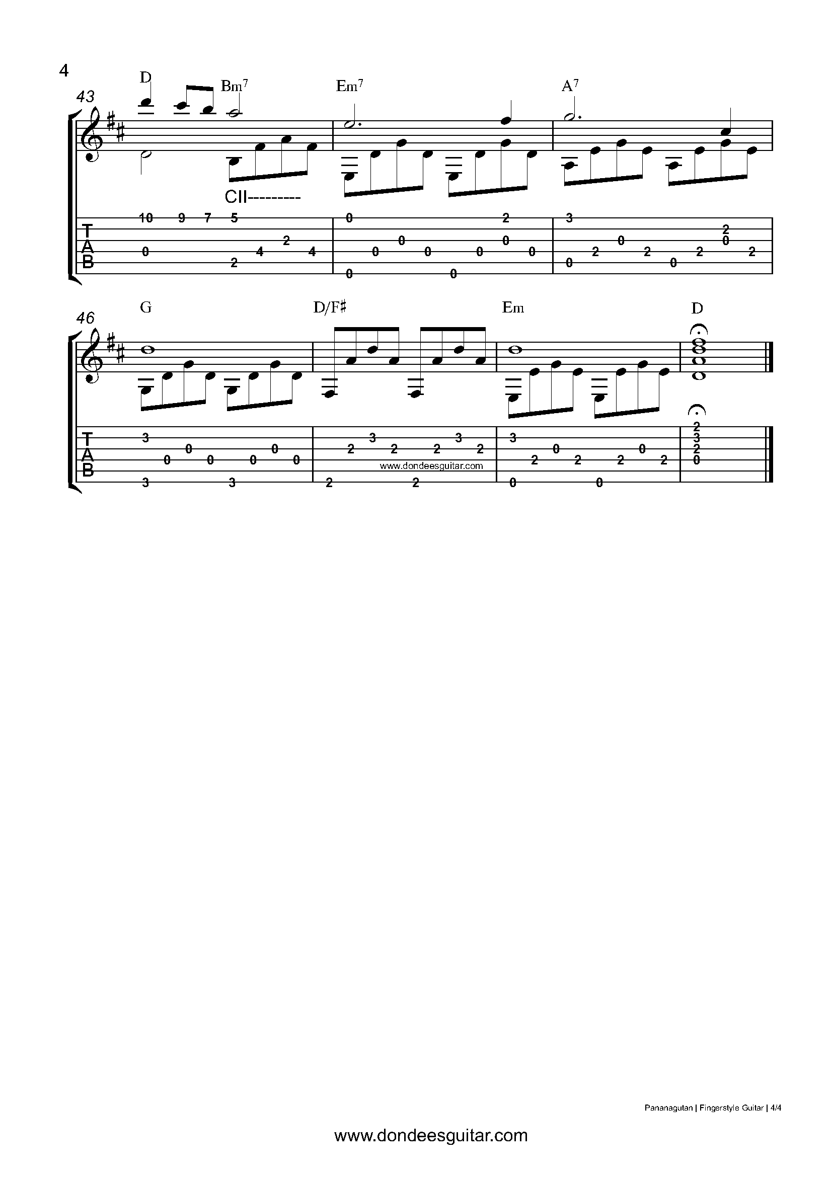 Pananagutan Fingerstyle Guitar Tabs