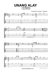 Unang Alay Fingerstyle Guitar Tabs