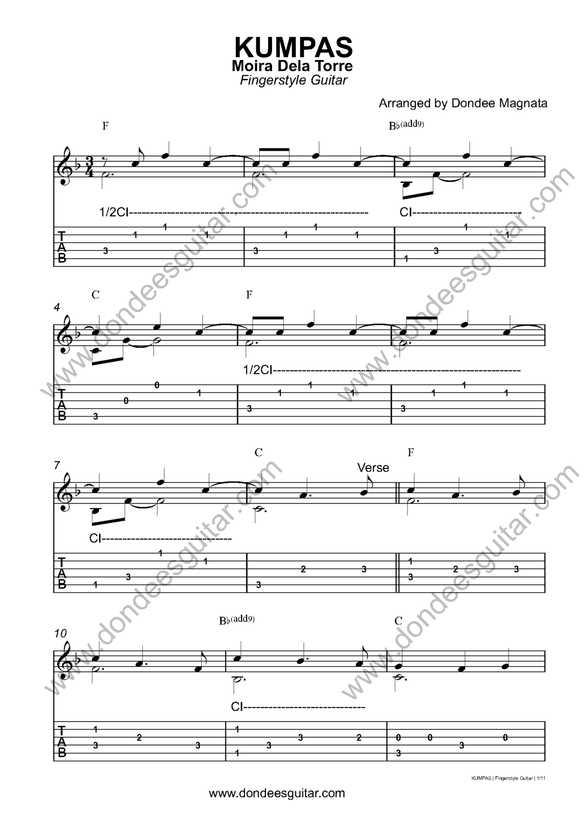 Kumpas Fingerstyle Guitar Tabs | DondeesGuitar.com