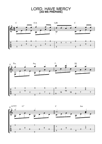 Lord Have Mercy (As We Prepare) Fingerstyle Guitar Tab