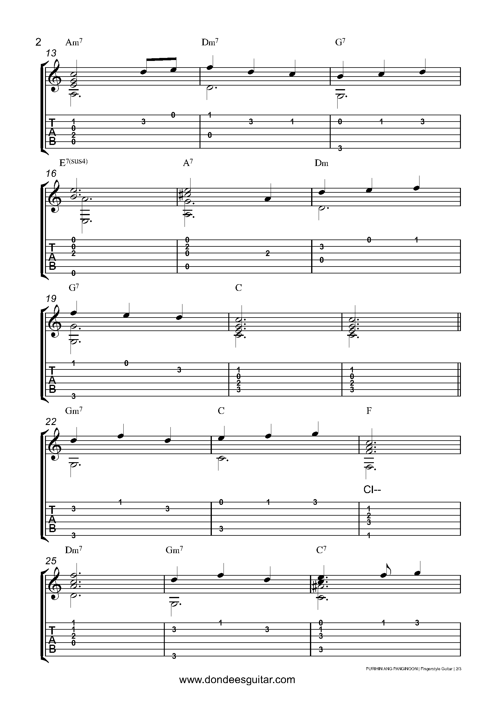 Purihin Ang Panginoon Fingerstyle Guitar Tabs