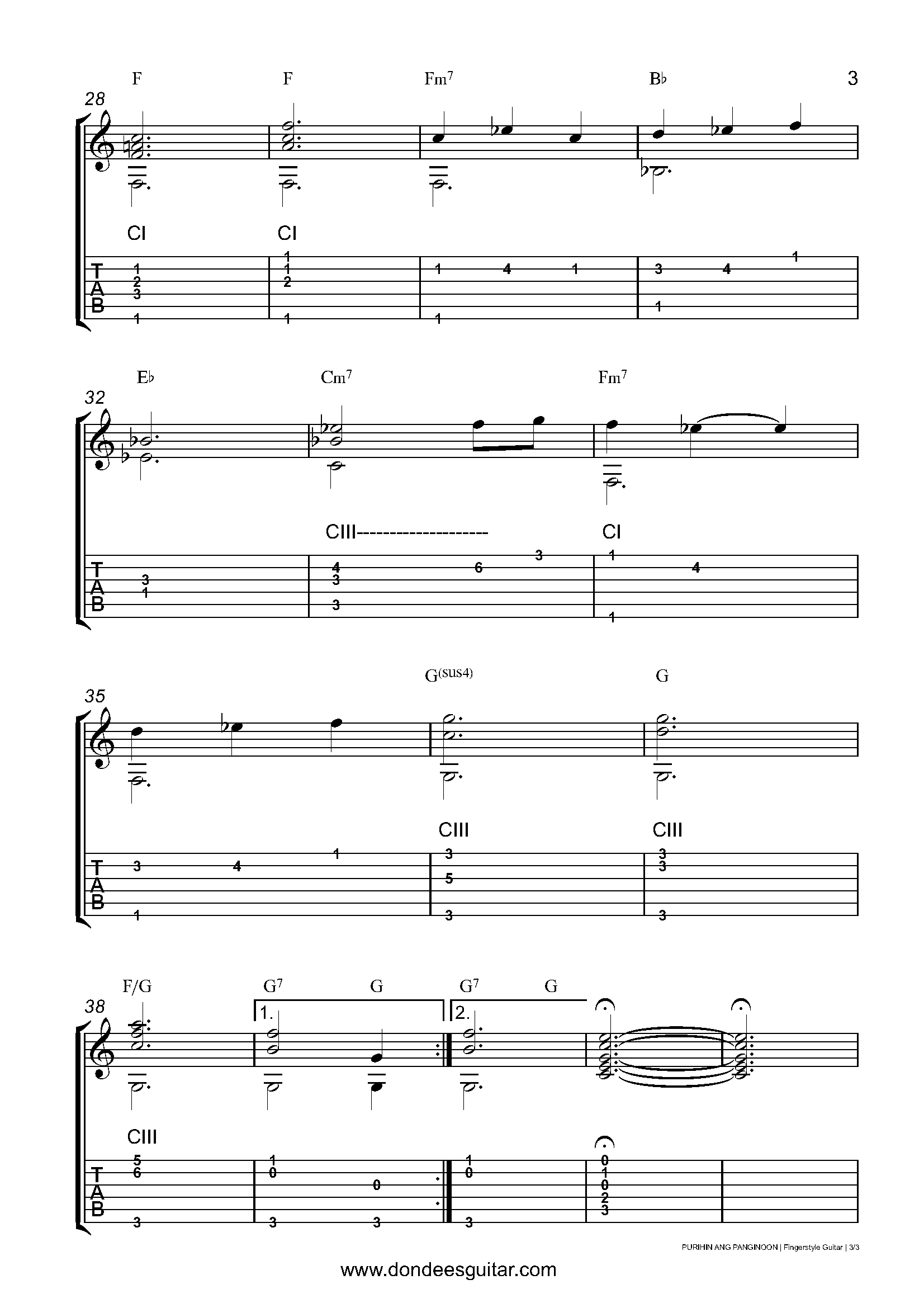 Purihin Ang Panginoon Fingerstyle Guitar Tabs