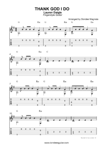 Thank God I Do Fingerstyle Guitar Tab