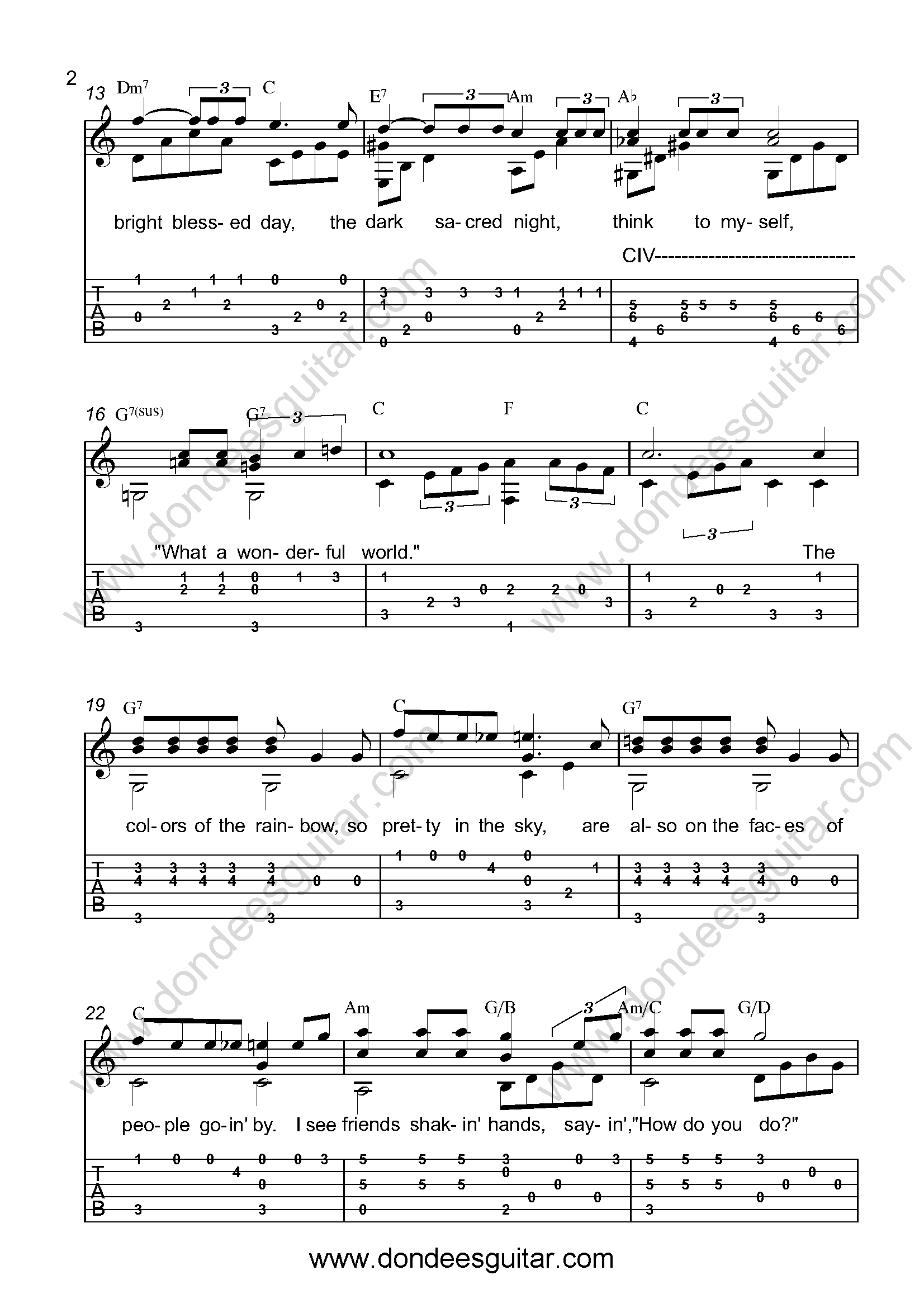 What A Wonderful World Fingerstyle Guitar – Full Score v2_Page_2 What A Wonderful World Fingerstyle Guitar Tabs